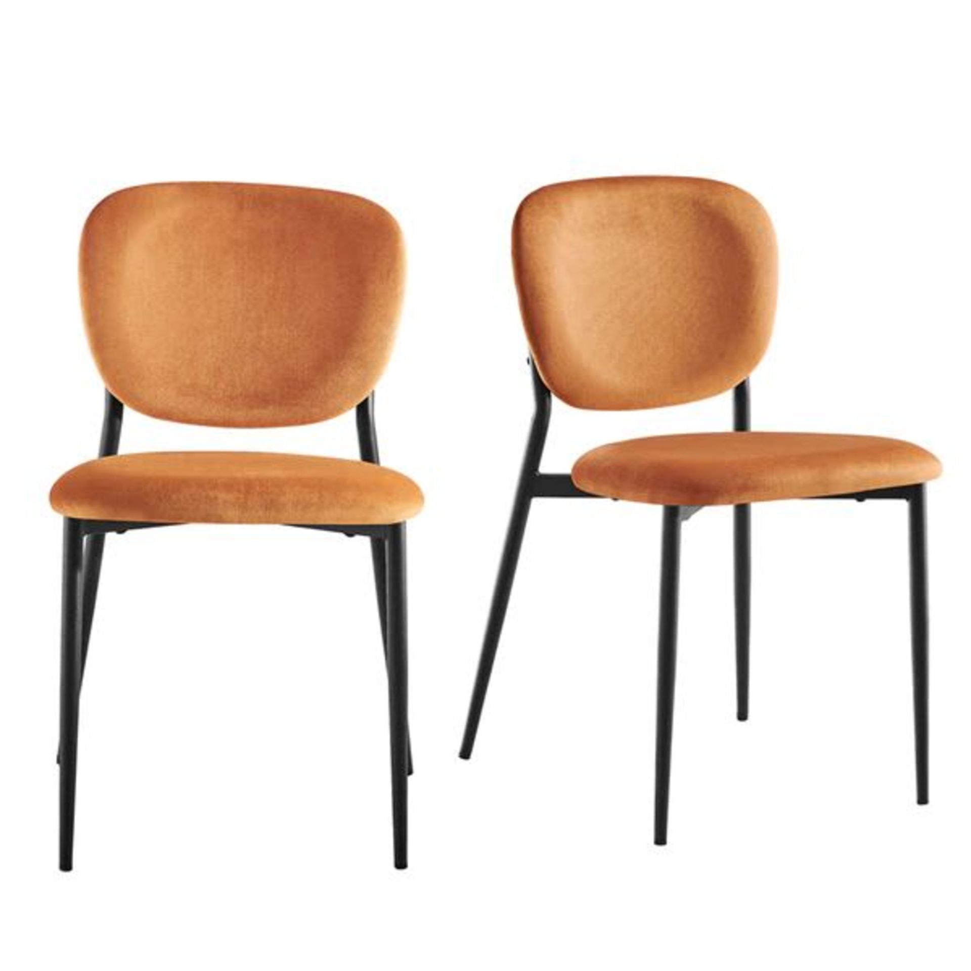 Kelmarsh Set of 2 Orange Velvet Upholstered Dining Chairs. - BI. RRP £219.99. Our Kelmarsh dining - Image 2 of 2