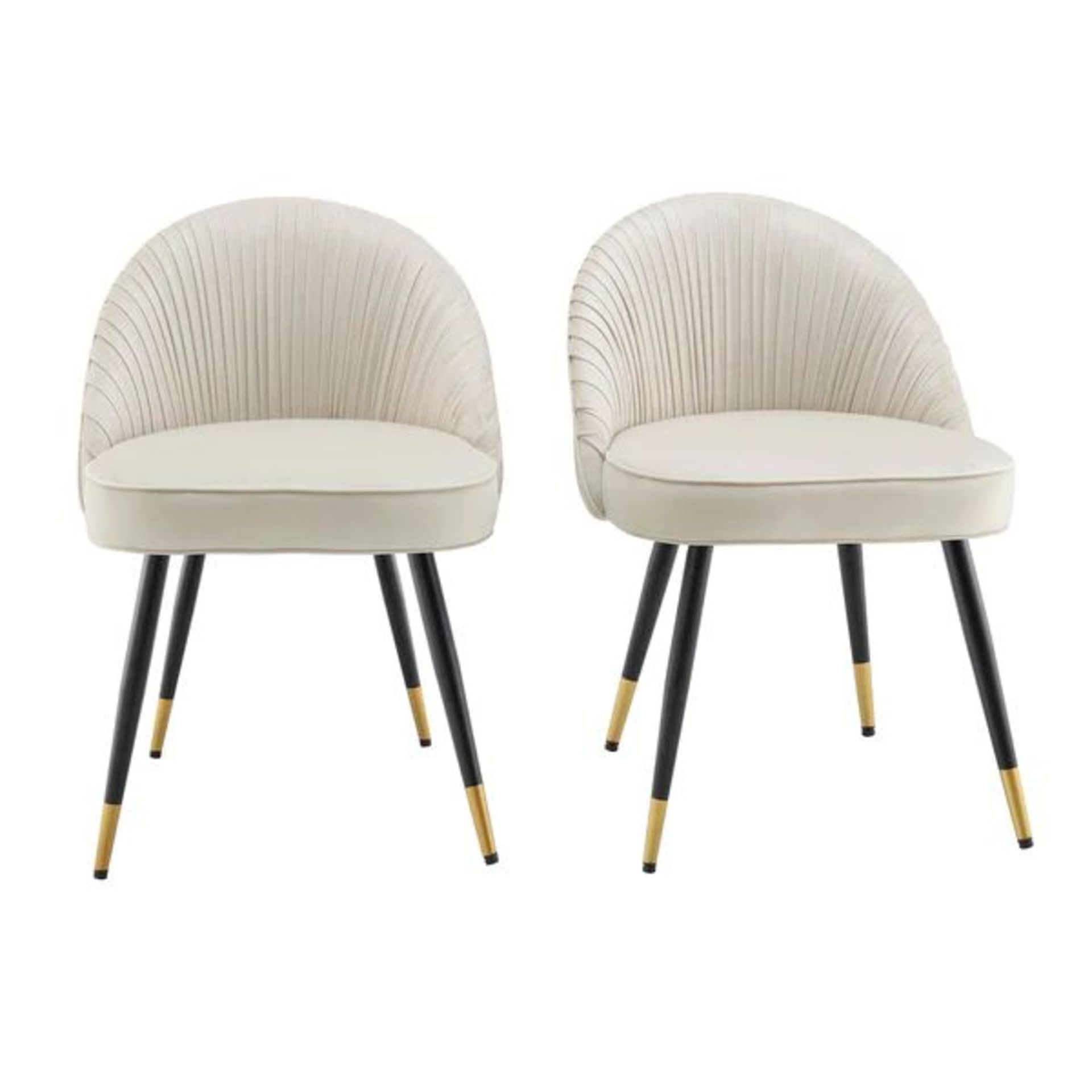 Miyae Set of 2 Pleated Champange Velvet Upholstered Dining Chairs. - BI. RRP £279.99. Velvet- - Image 2 of 2