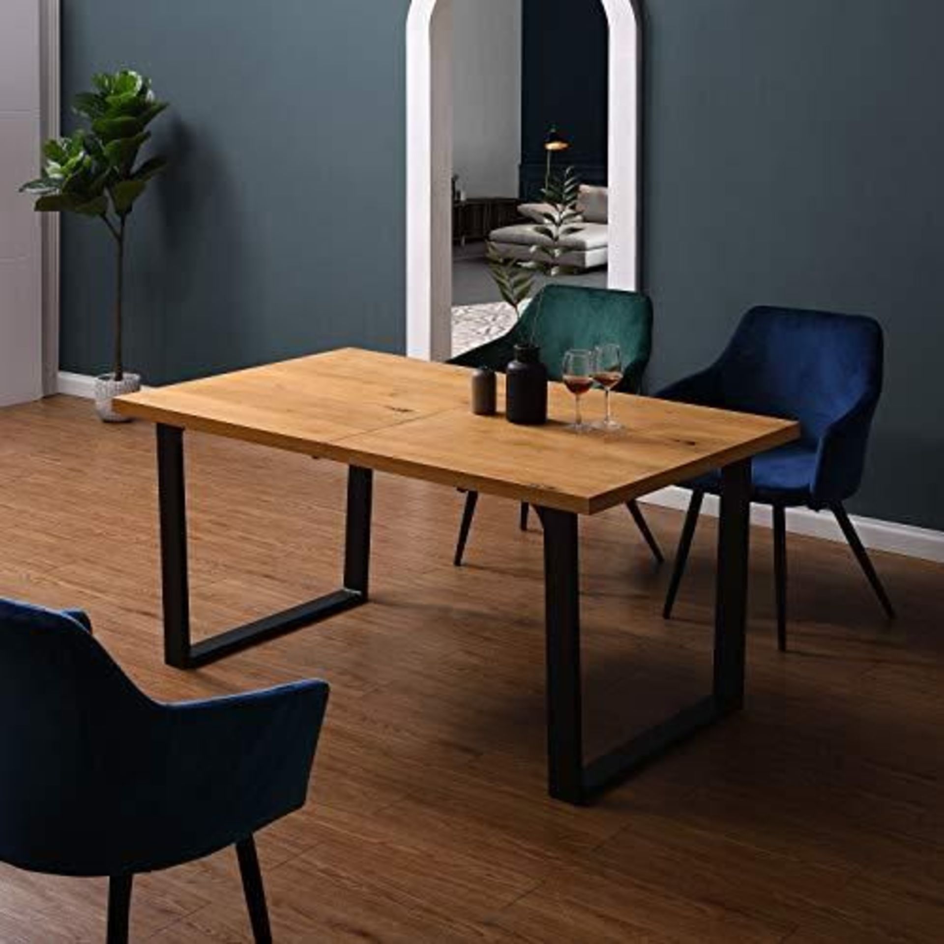 BERN 6-8 Seater Oak Extending Dining Table with Metal Legs. - BI. RRP £439.99. *2 boxes*. The - Image 2 of 2