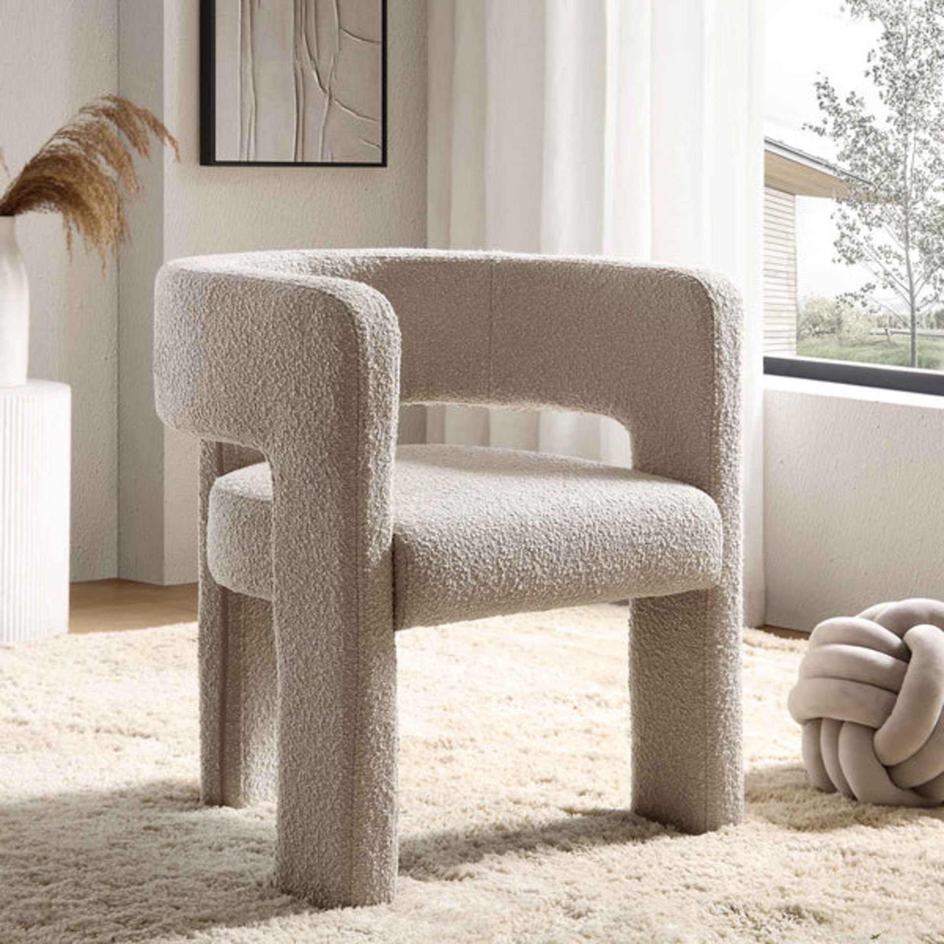 Greenwich Light Taupe Boucle Dining Chair. - BI. Our beautiful Greenwich chair features curved