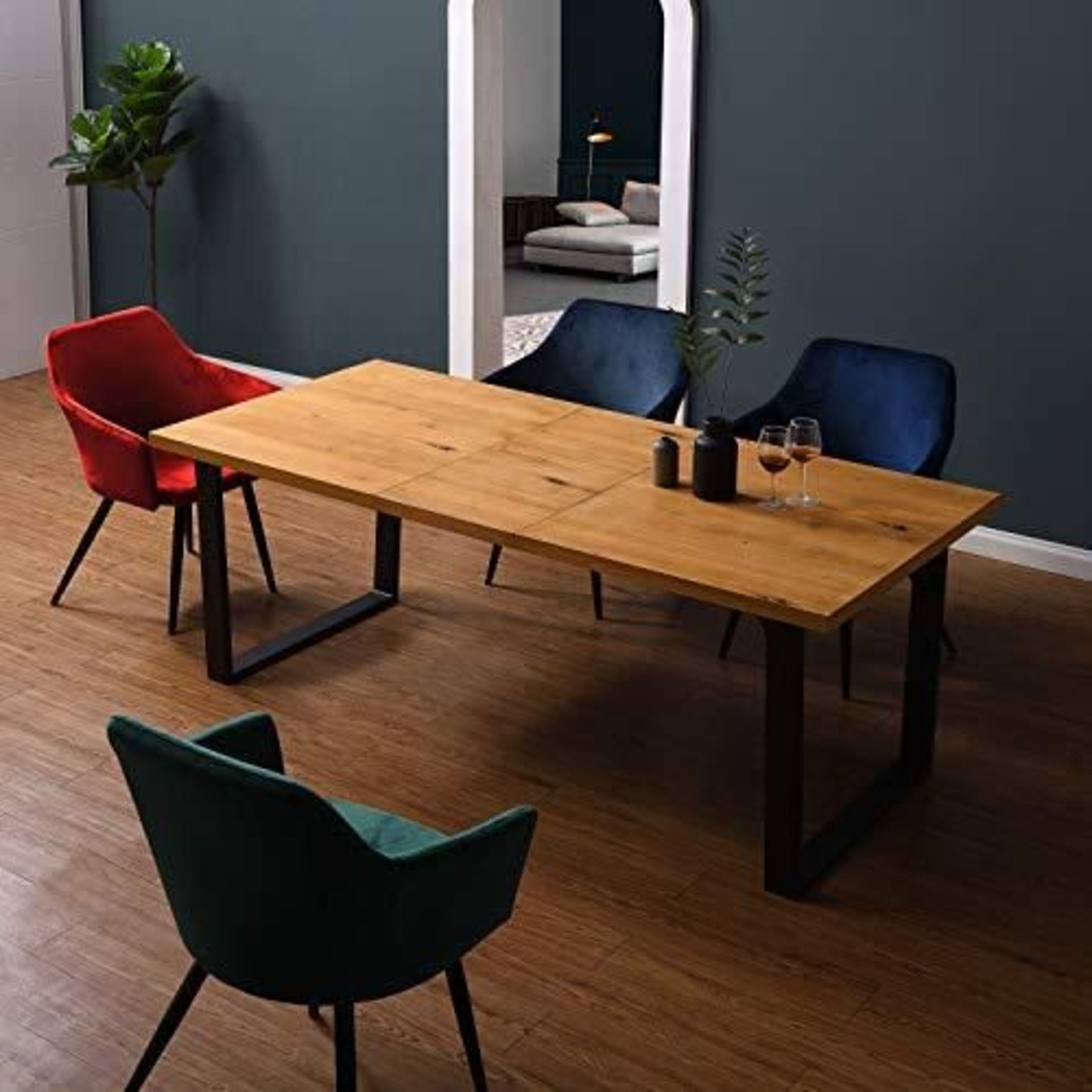 BERN 6-8 Seater Oak Extending Dining Table with Metal Legs. - BI. RRP £439.99. *2 boxes*. The