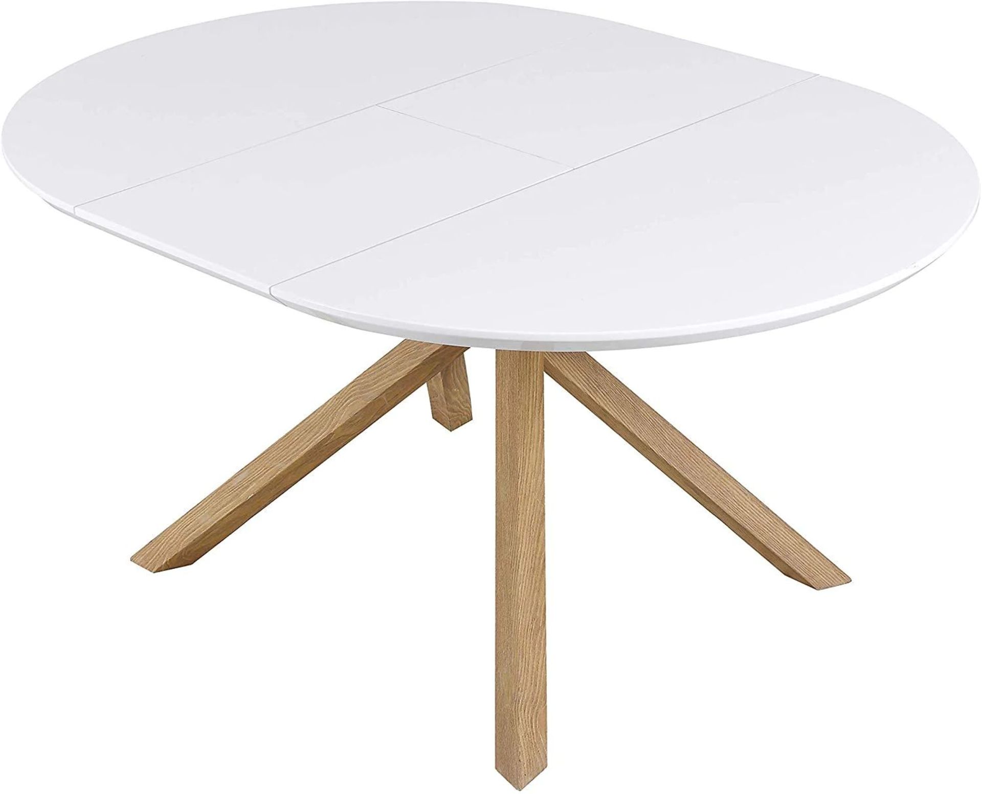 Grenchen Round to Oval 4 to 6-Seater White High Gloss Extendable Dining Table. - BI. RRP £419.99. - Image 2 of 2