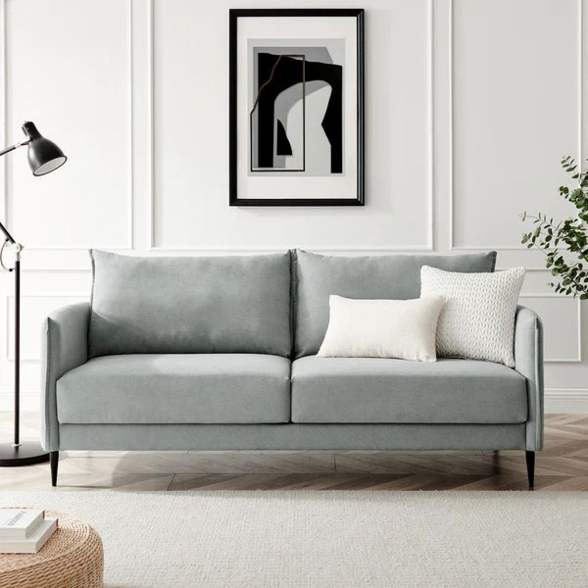3 Seater Bari Light Grey Brushed Fabric Sofa. - SR5. RRP £519.99. Our Bari sofa features a sleek and