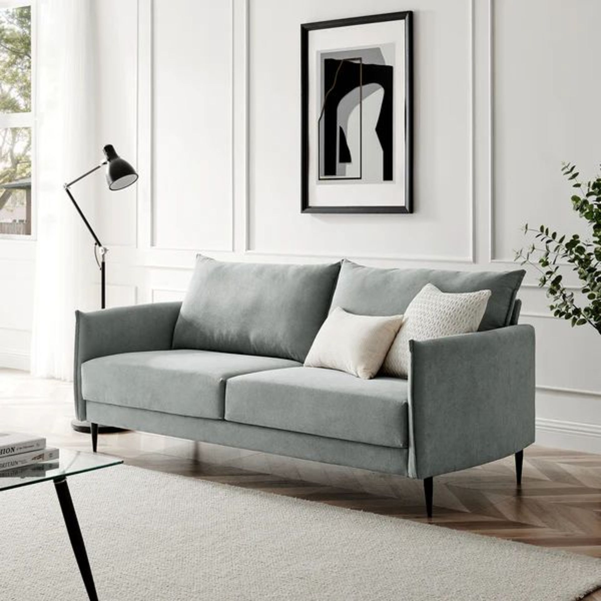 3 Seater Bari Light Grey Brushed Fabric Sofa. - SR5. RRP £519.99. Our Bari sofa features a sleek and - Image 2 of 2