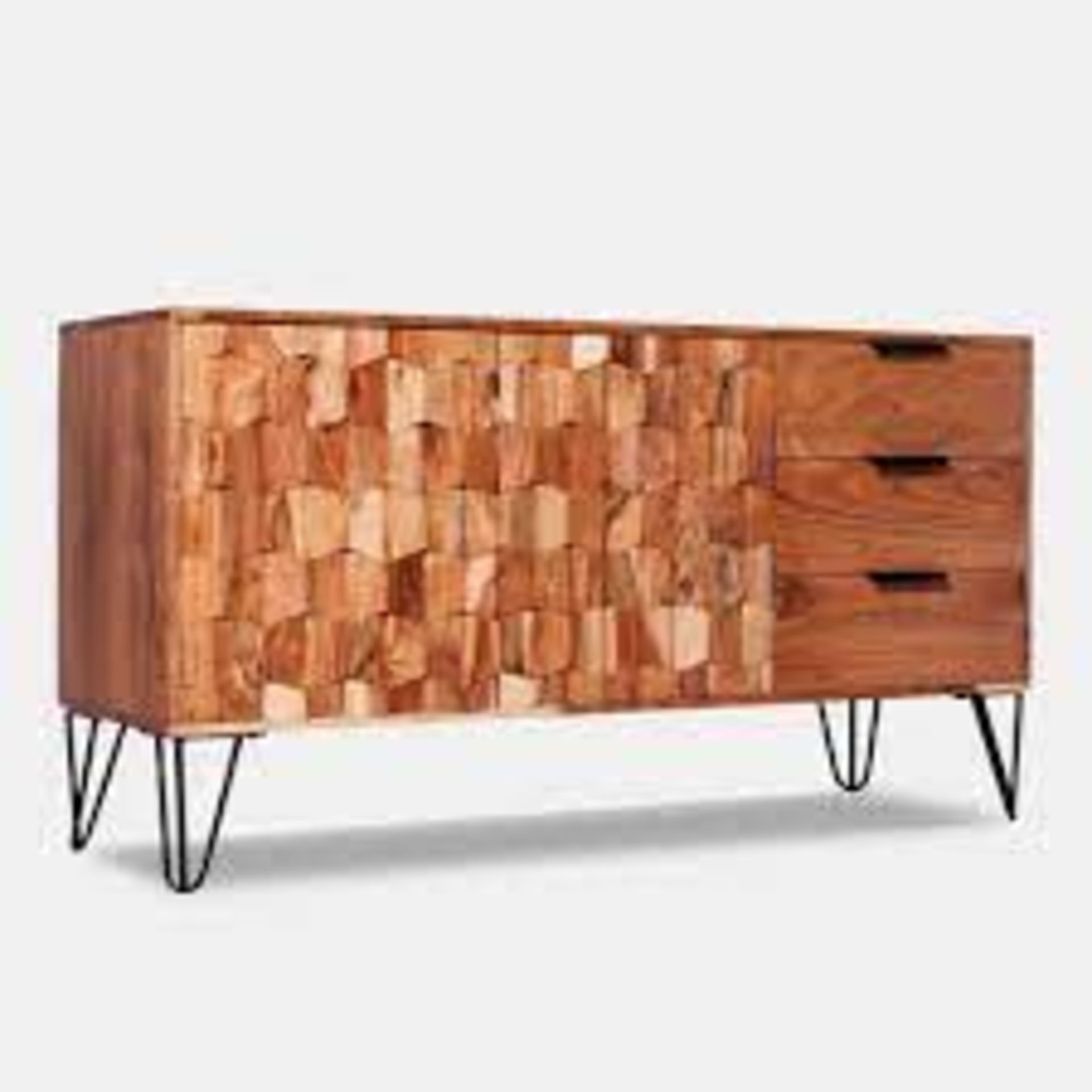 Amelia Large Carved Sideboard. RRP £619.00. Crafted from high-quality acacia wood, this modern