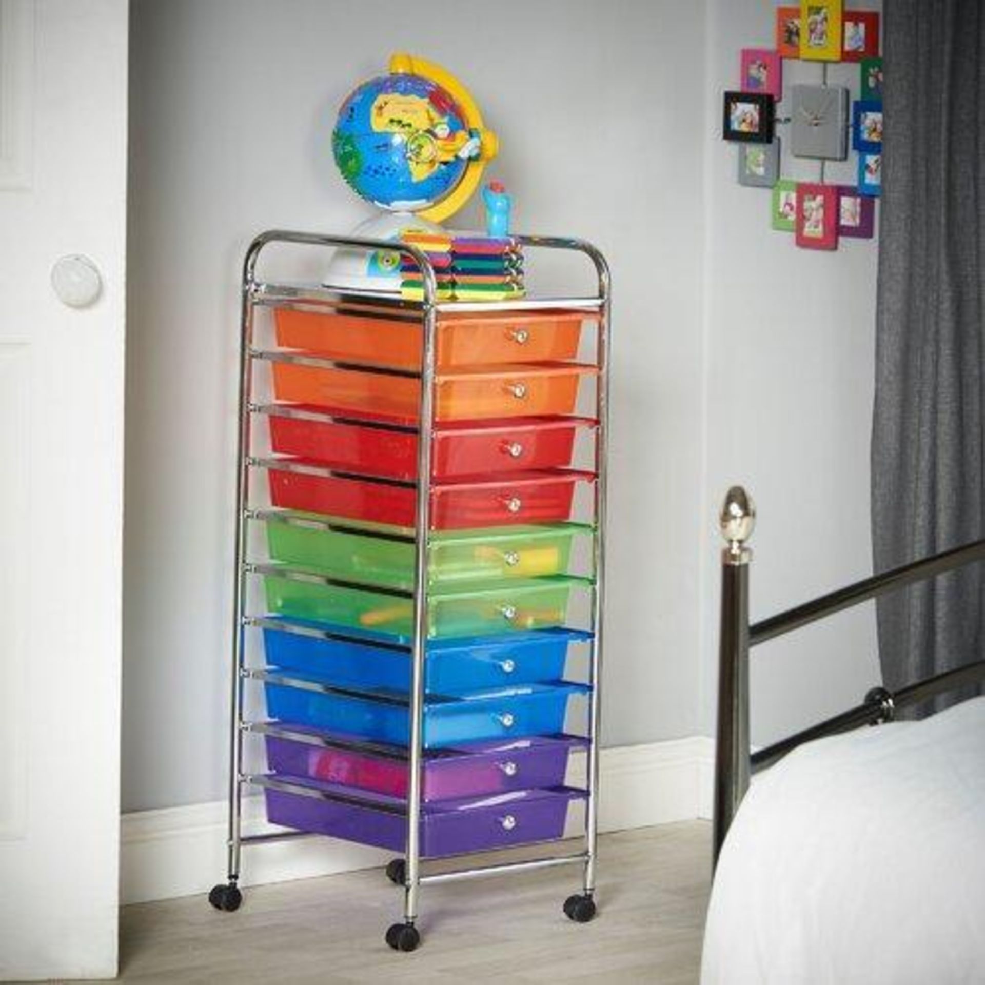 10 Drawer Trolley - Multi Colour - AO