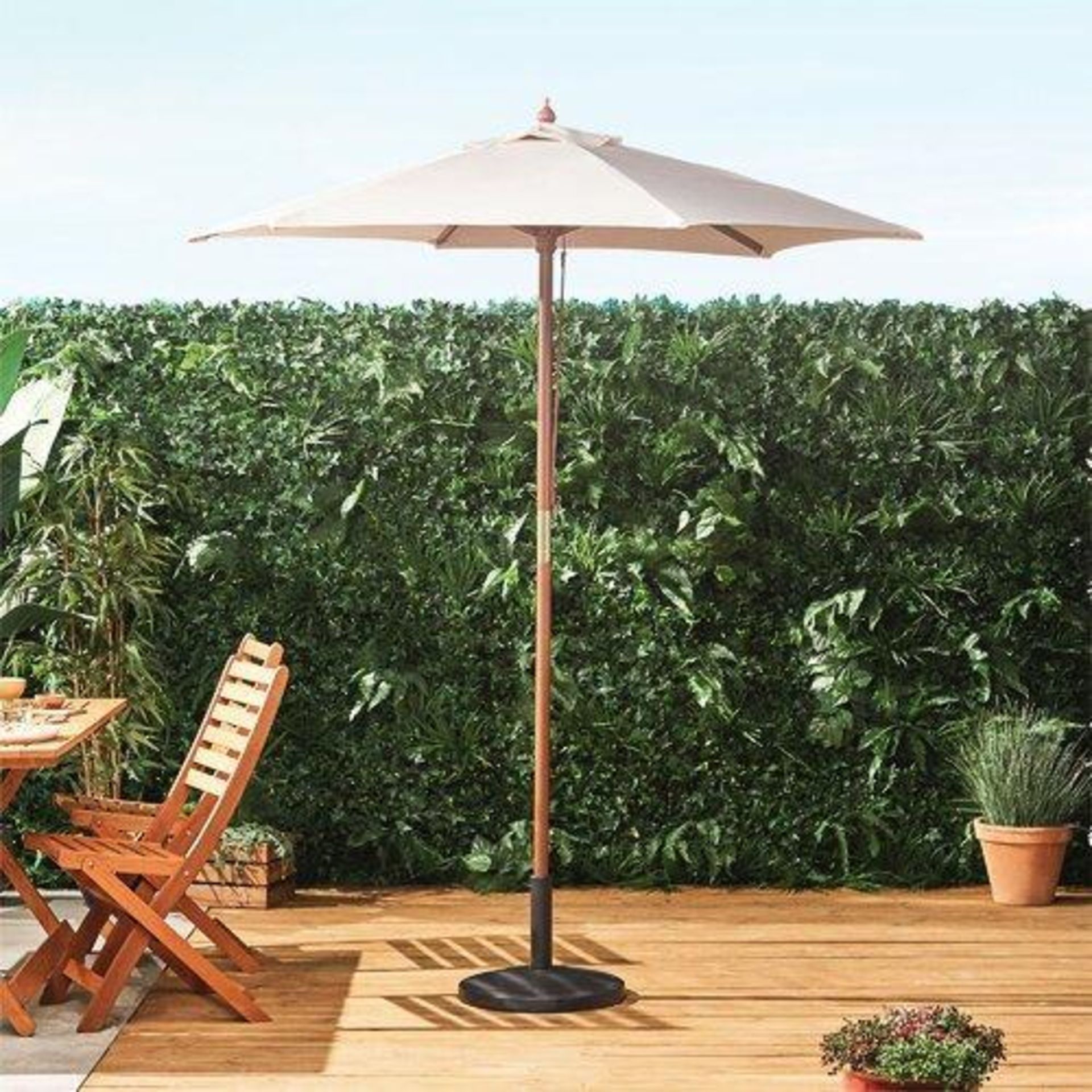 Ivory Cream 2m Wooden Garden Parasol Ivory 2. 7m Wooden Garden ParasolBeautiful DesignWhether you