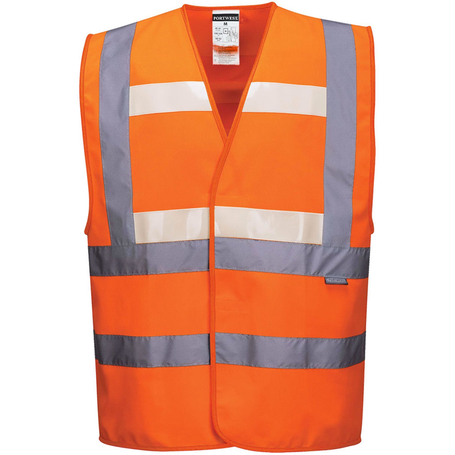 100 X BRAND NEW PORTWEST GLOWTEX ORANGE HI VIS VESTS SIZE L/XL R15-1