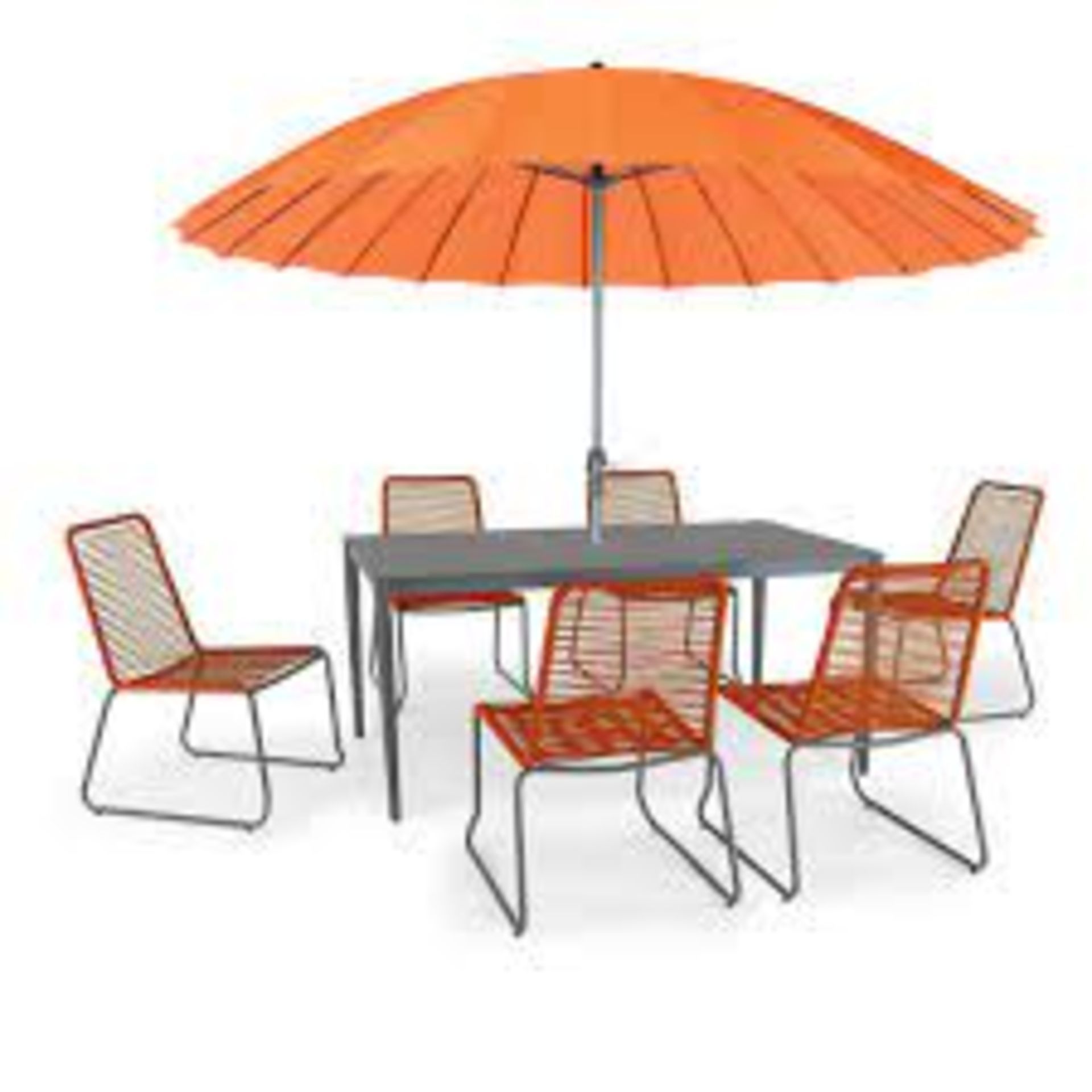 Brand New Kettler Menos Metro 6 Seat Dining Set Orange (Parasol not included) RRP £799 Menos