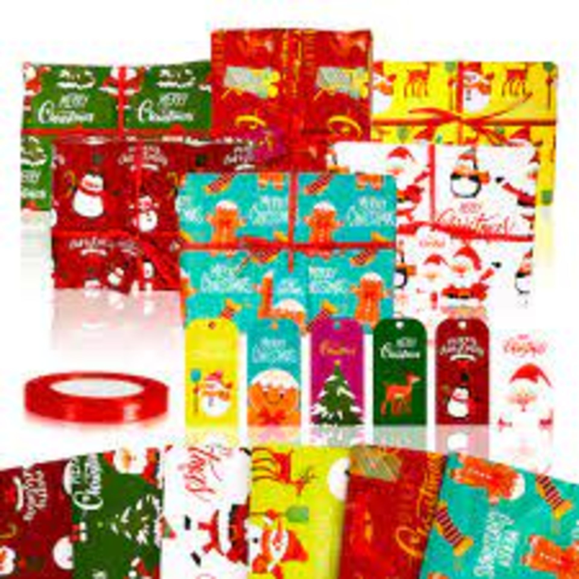 TRADE LOT 600 X BRAND NEW ASSORTED SETS OF 6 FOLDED SHEETS CHRISTMAS WRAPPING PAPER SET IN VARIOUS - Image 3 of 4