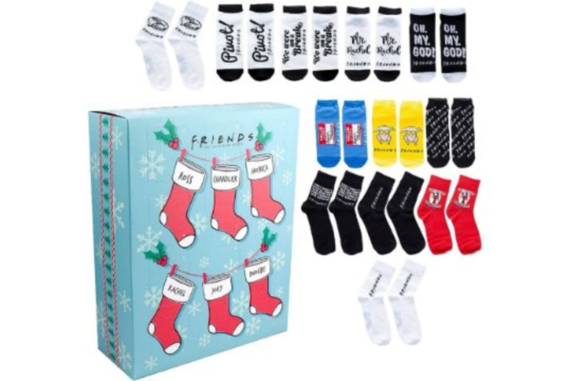 5 X BRAND NEW FRIENDS PACKS OF 12 ADVENT CALENDAR SOCKS R19-3