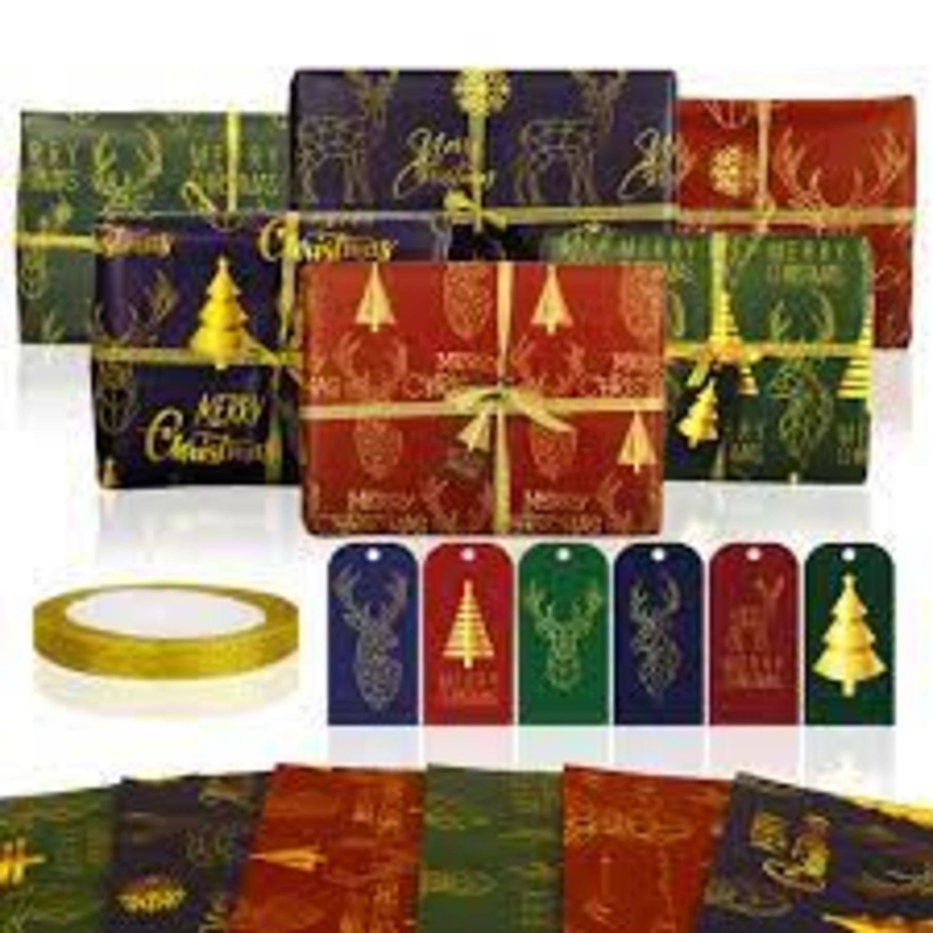 TRADE LOT 600 X BRAND NEW ASSORTED SETS OF 6 FOLDED SHEETS CHRISTMAS WRAPPING PAPER SET IN VARIOUS - Image 3 of 4