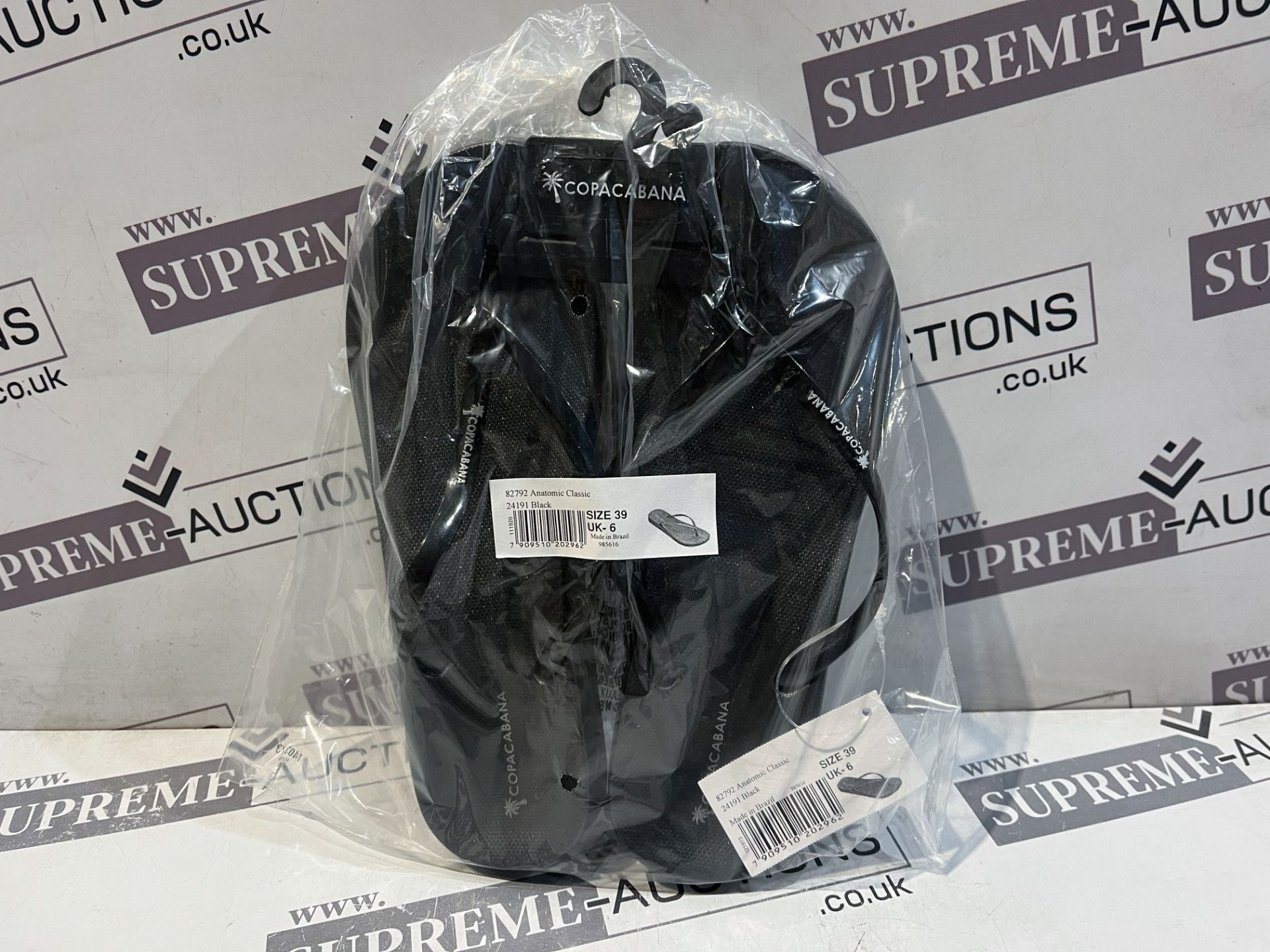 24 X BRAND NEW COPACABANA ANATOMIC CLASSIC BLACK PREMIUM FLIP FLOPS IN RATIO SIZED BOXES RRP £22