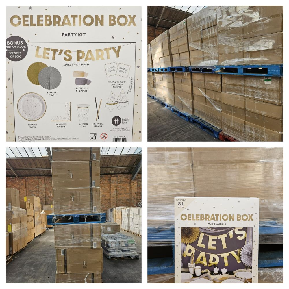 Liquidation Sale Pallets of New & Boxed 81 Piece Party Packs - Delivery Available