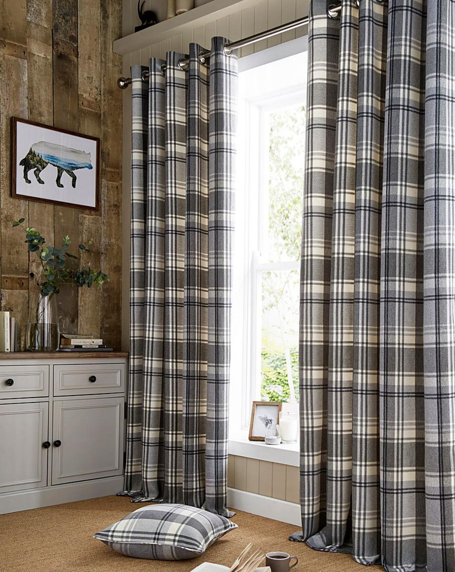 Highland Check Long Lined Curtains 229x137. - SR3. Fully lined to retain warmth within your room,
