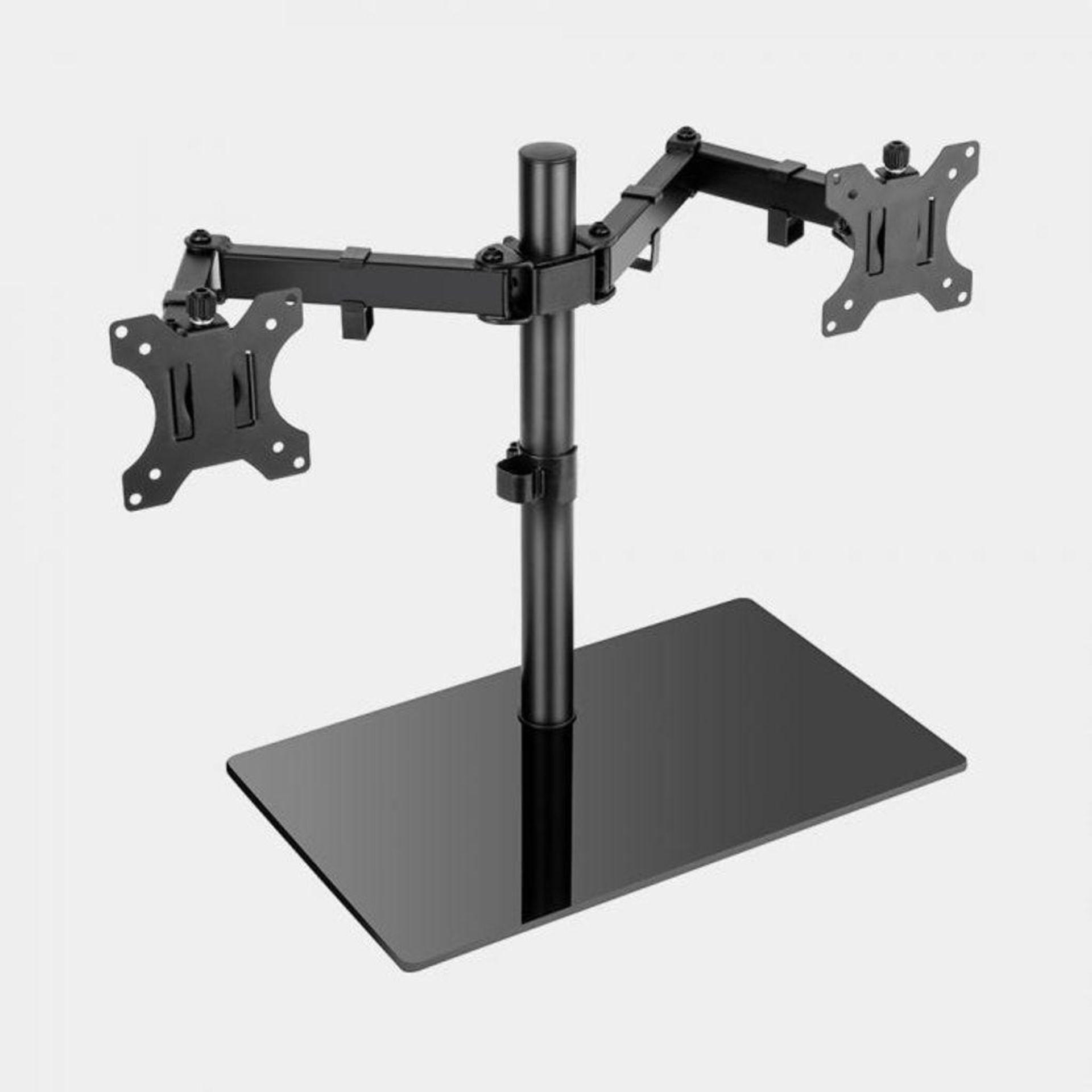 Luxury Dual Monitor Stand For 13-27" Screens, Adjustable Mount With Glass Base - PW. Adjust your