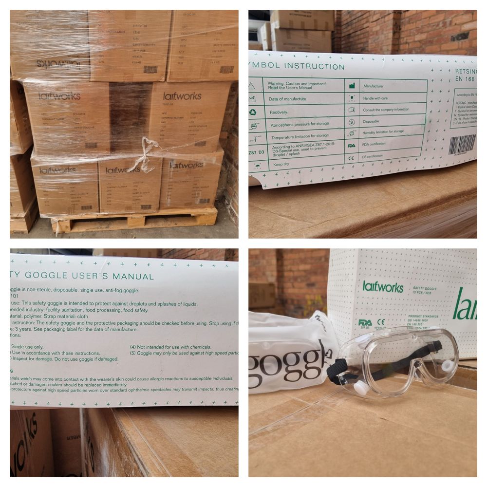 Truck Load, Pallets & Trade Lots of Brand New & Packaged Work Goggles - Delivery Available!