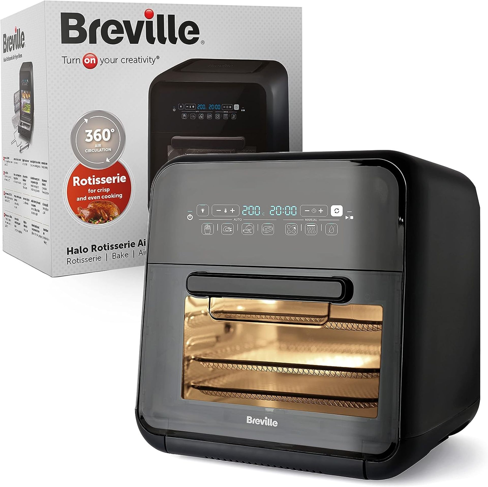 Breville Halo Rotisserie Air Fryer | Digital Extra Large Air Fryer Oven | 10 L | Fry, Bake &