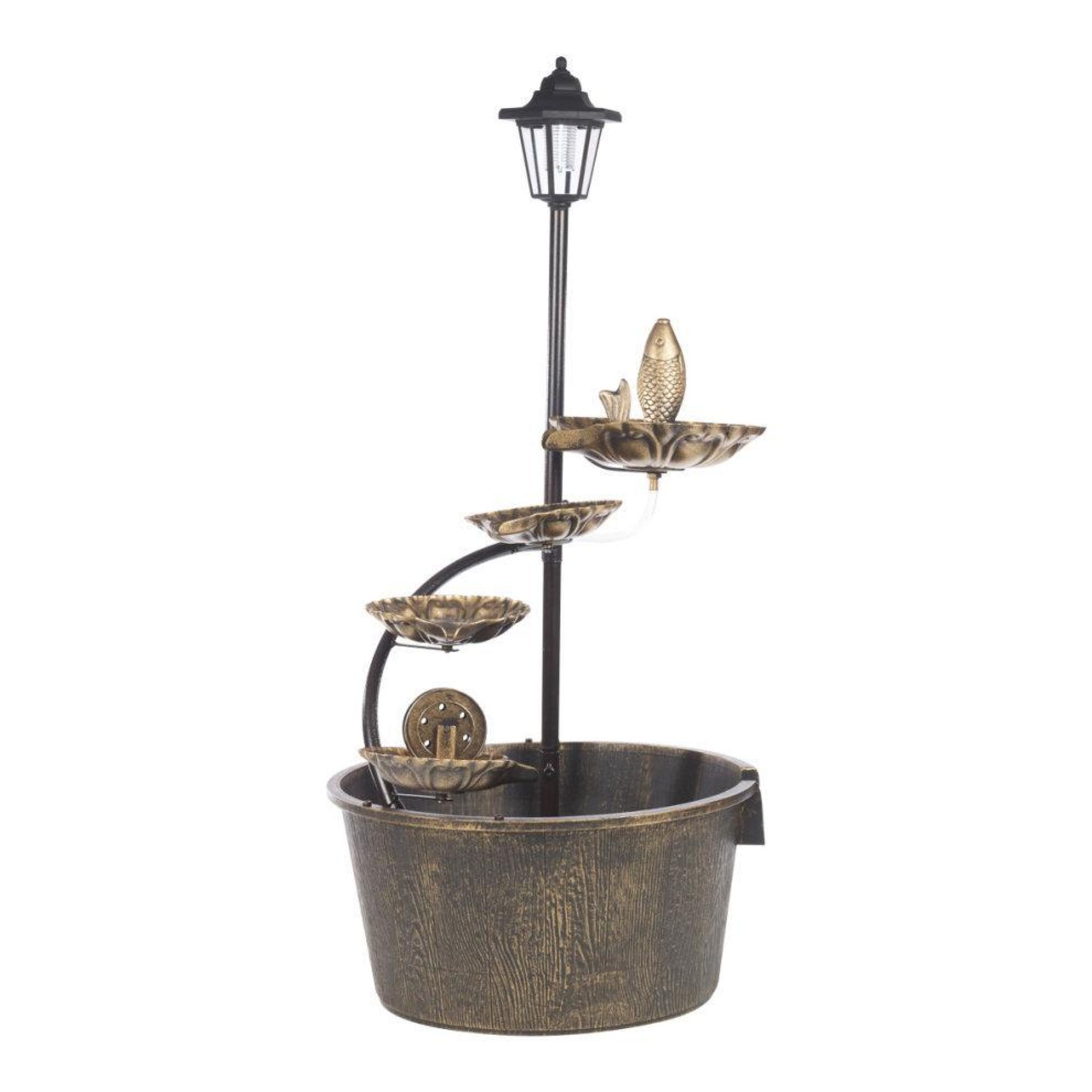 Gardenkraft Outdoor Cascading Fountain with 4 Lotus Leaves - Brown - AO. At 90cm high and 41cm in - Image 3 of 6