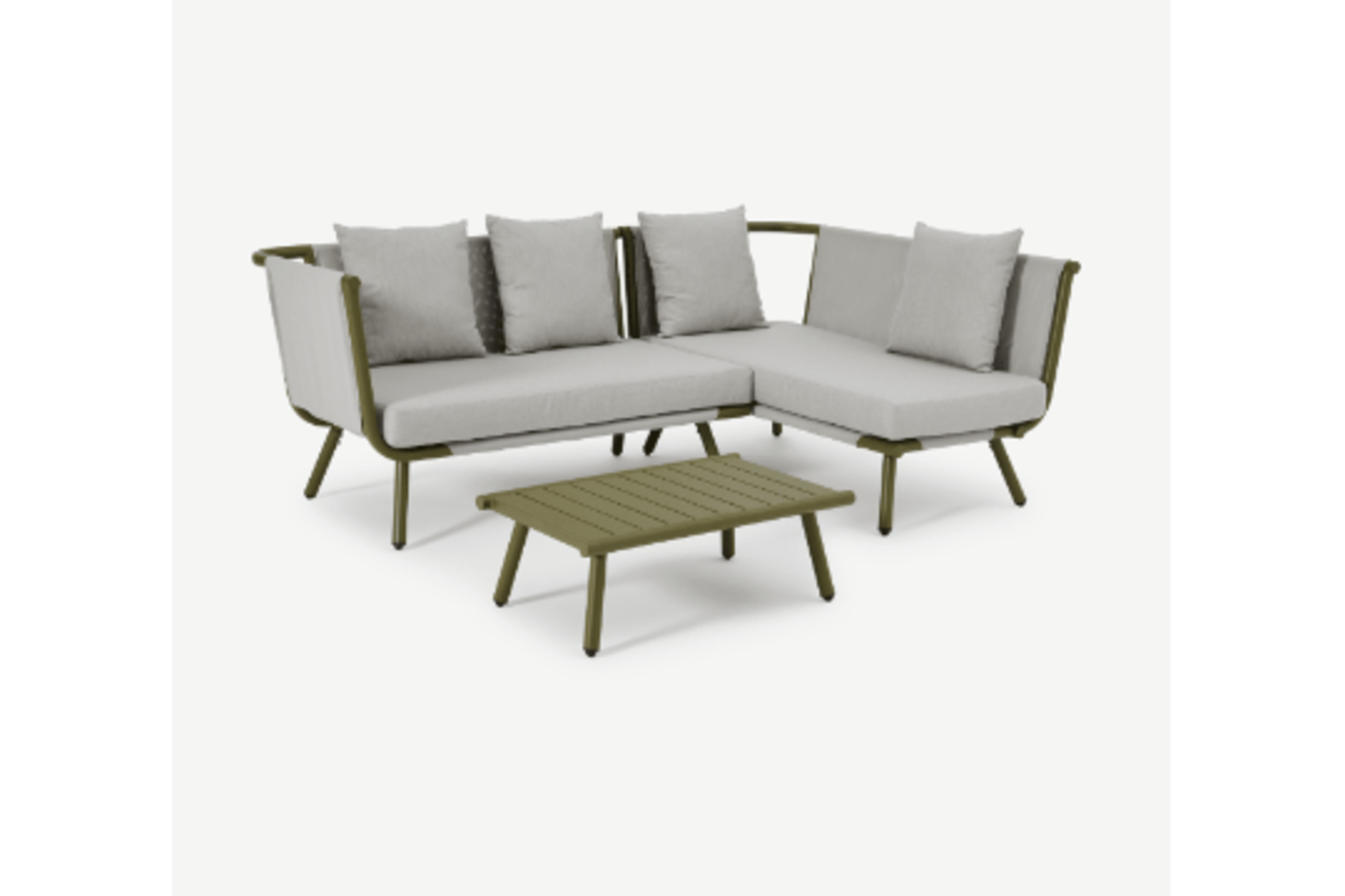 Brand New & Boxed Made.Com Amaris Garden Corner Sofa Set ( Olive ) Aluminium Frame + Textliene