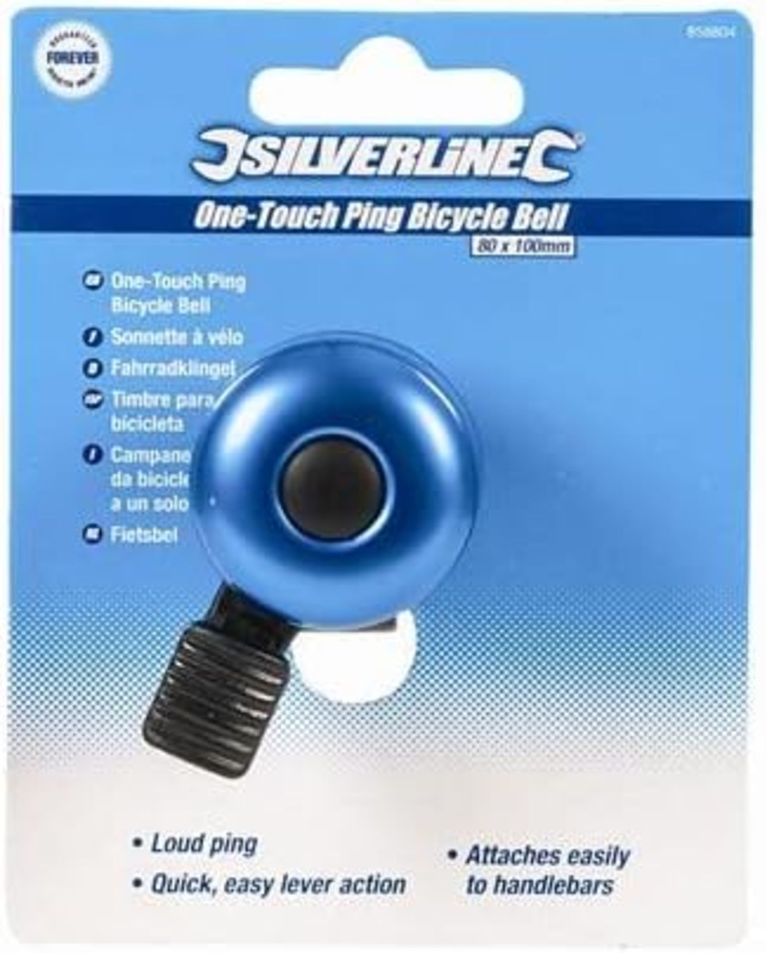 90 X BRAND NEW SILVERLINE ONE TOUCH BICYCLE BELL 80 X 100MM R17.5