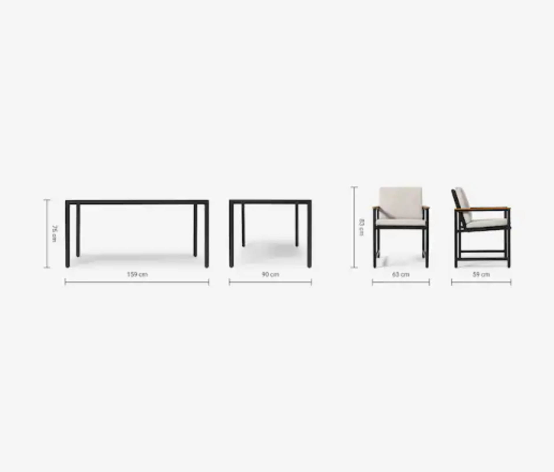 Brand New & Boxed Made.com Sassari Garden 4 Seater Dining Set Aluminium Frame + PS Wood + - Image 5 of 7