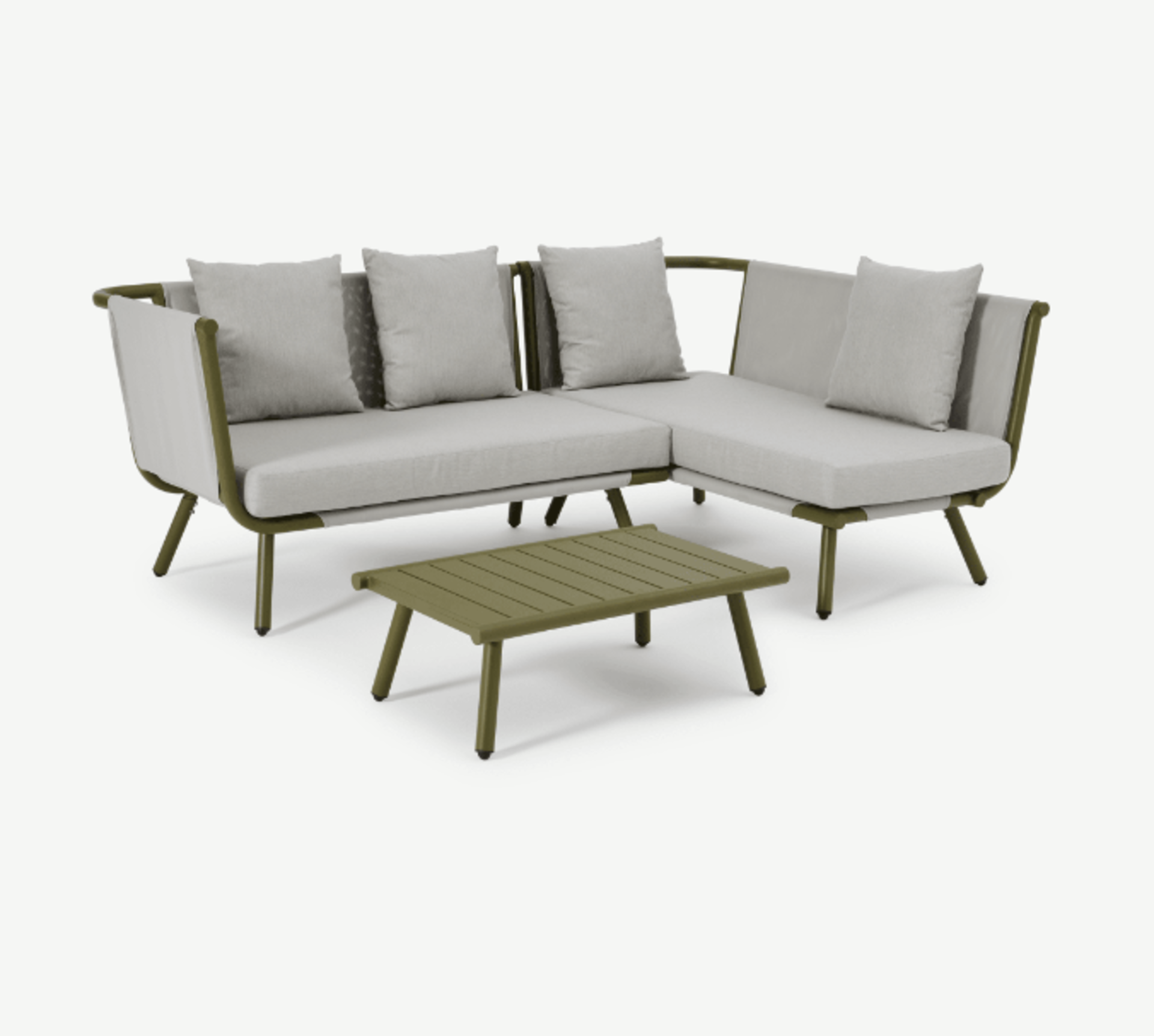 Brand New & Boxed Made.Com Amaris Garden Corner Sofa Set ( Olive ) Aluminium Frame + Textliene - Image 3 of 8