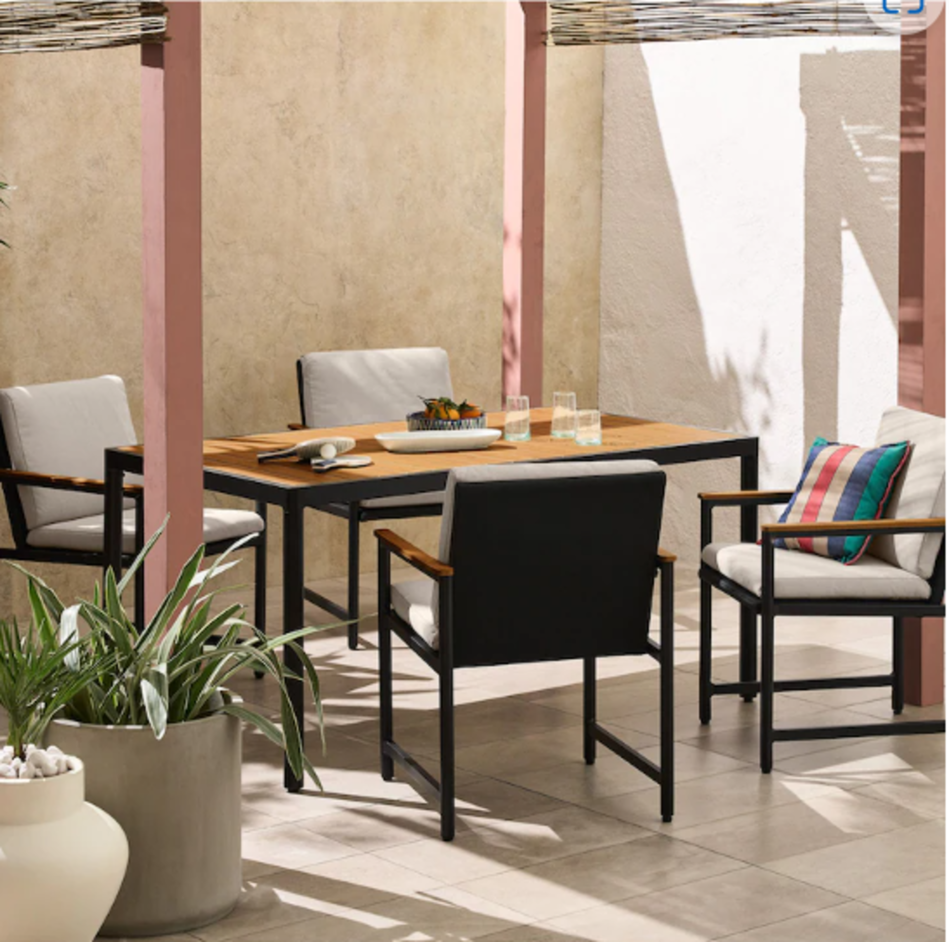 Brand New & Boxed Made.com Sassari Garden 4 Seater Dining Set Aluminium Frame + PS Wood + - Image 2 of 7