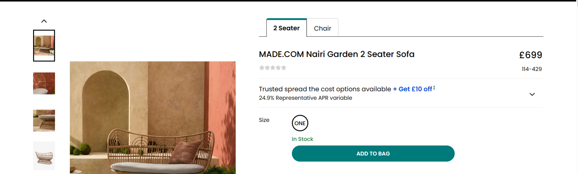 Brand New & Boxed MADE.COM Nairi Garden 2 Seater Sofa. RRP £699.00. Made from decorative natural - Image 7 of 7