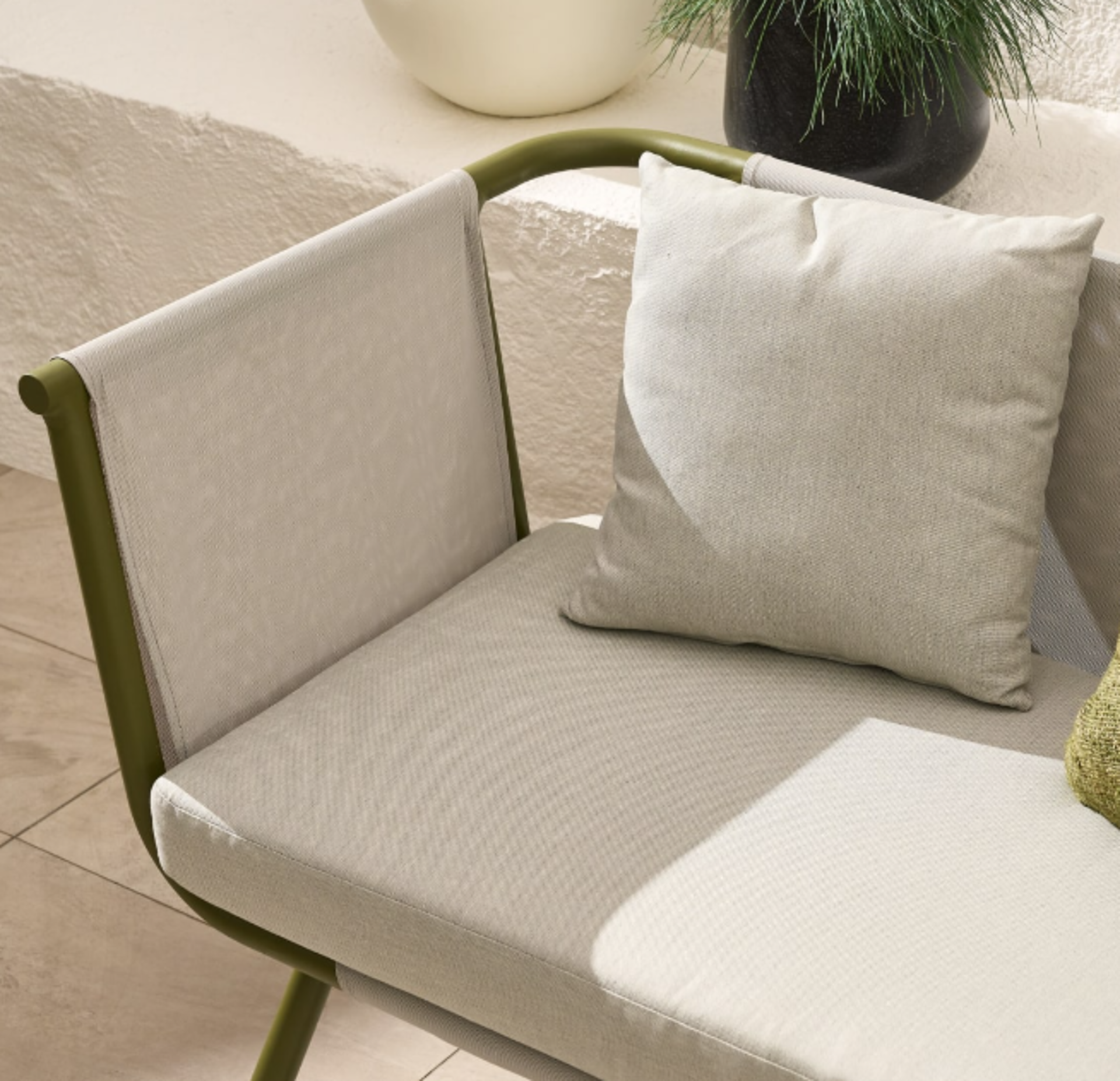 Brand New & Boxed Made.Com Amaris Garden Corner Sofa Set ( Olive ) Aluminium Frame + Textliene - Image 6 of 8