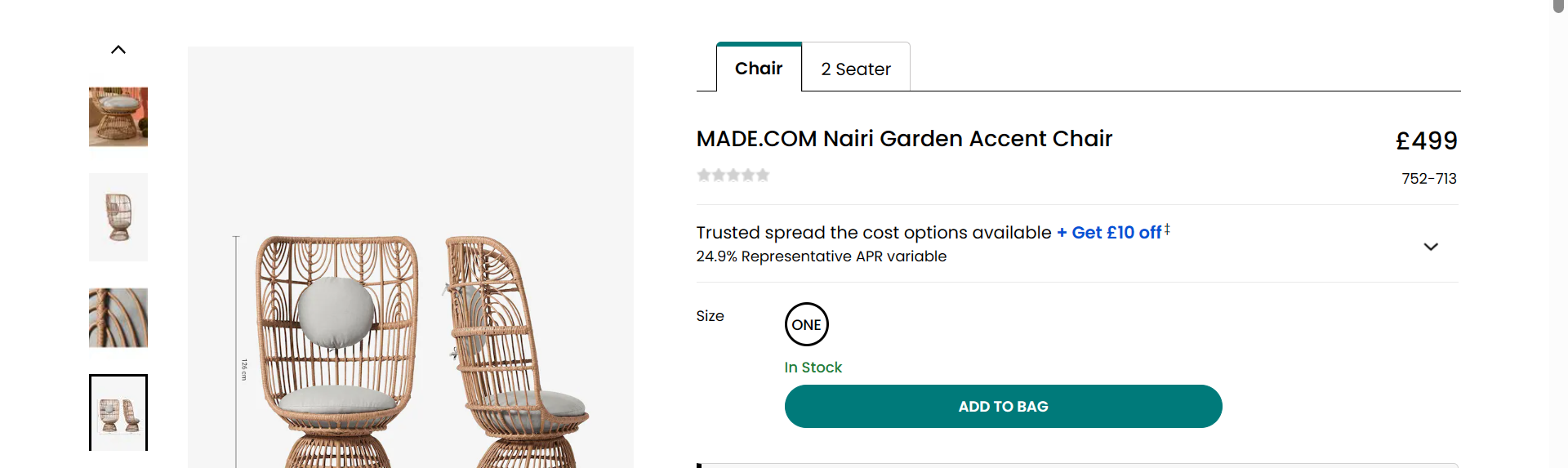 Brand New & Boxed MADE.COM Nairi Garden Accent Chair. RRP £499.00. Made from decorative natural - Image 7 of 7