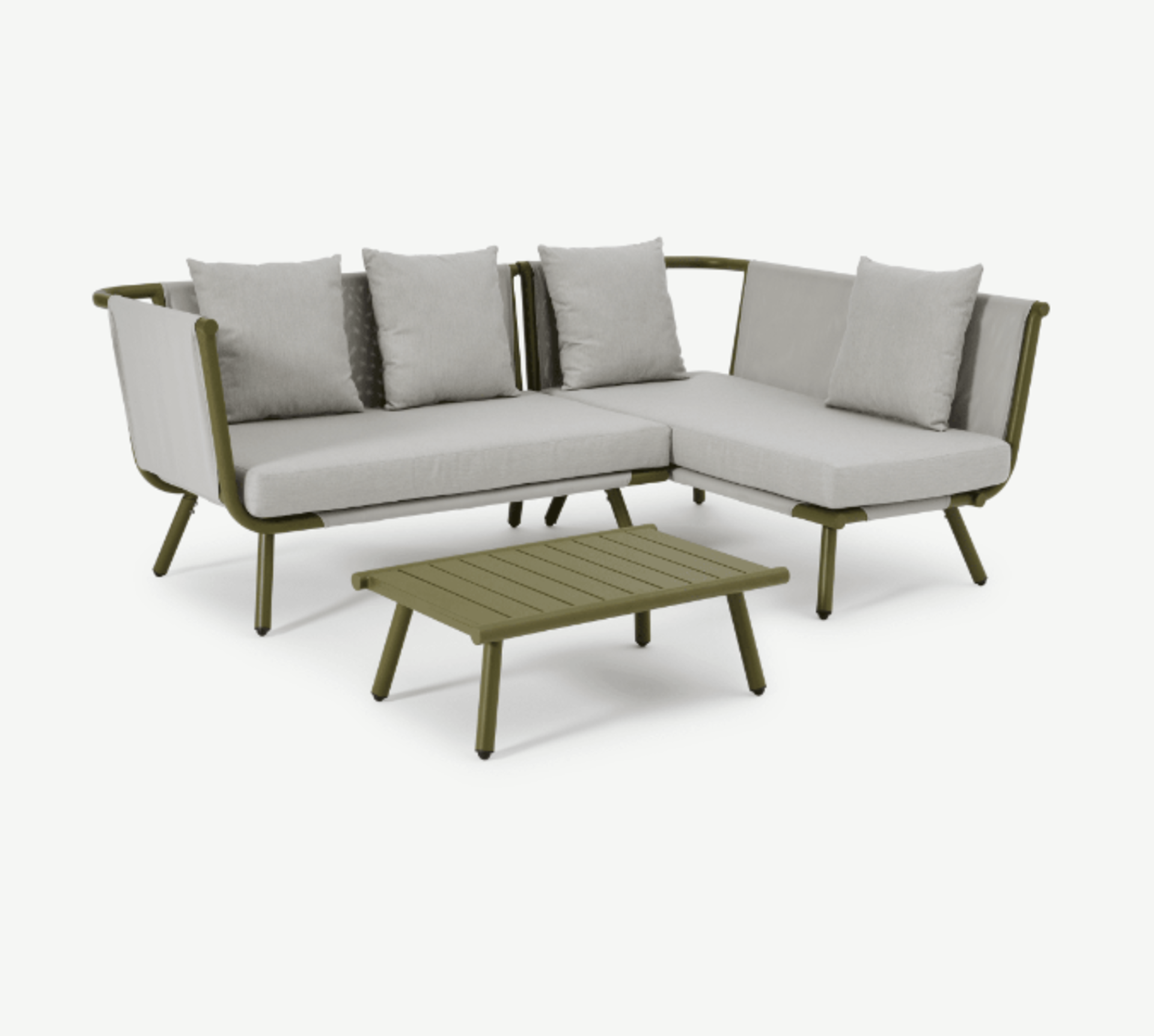 Brand New & Boxed Made.Com Amaris Garden Corner Sofa Set ( Olive ) Aluminium Frame + Textliene