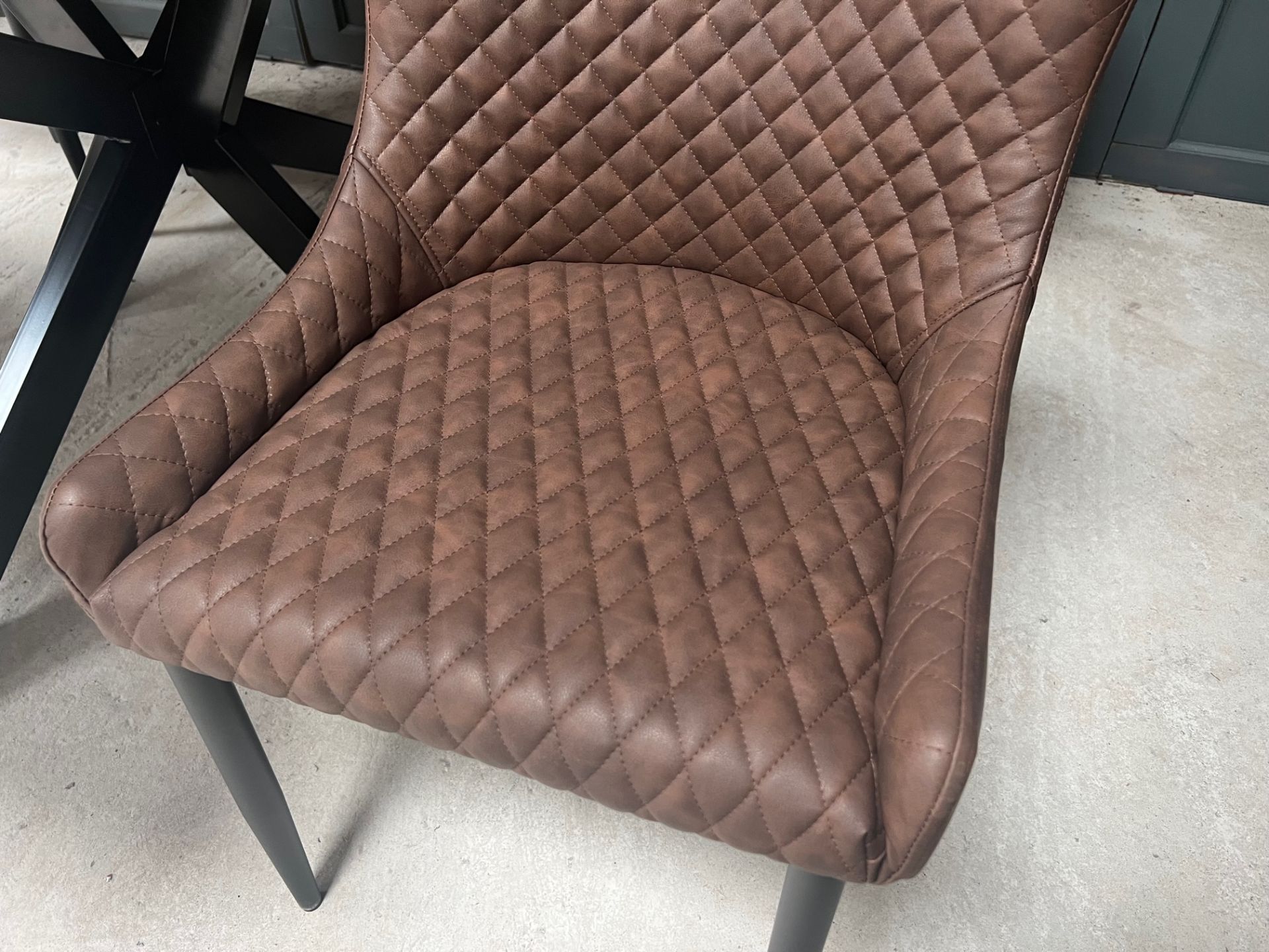 PAIR OF BRAND NEW BOXED CLASSIC PU LEATHER DINING CHAIRS IN BROWN - Image 6 of 7