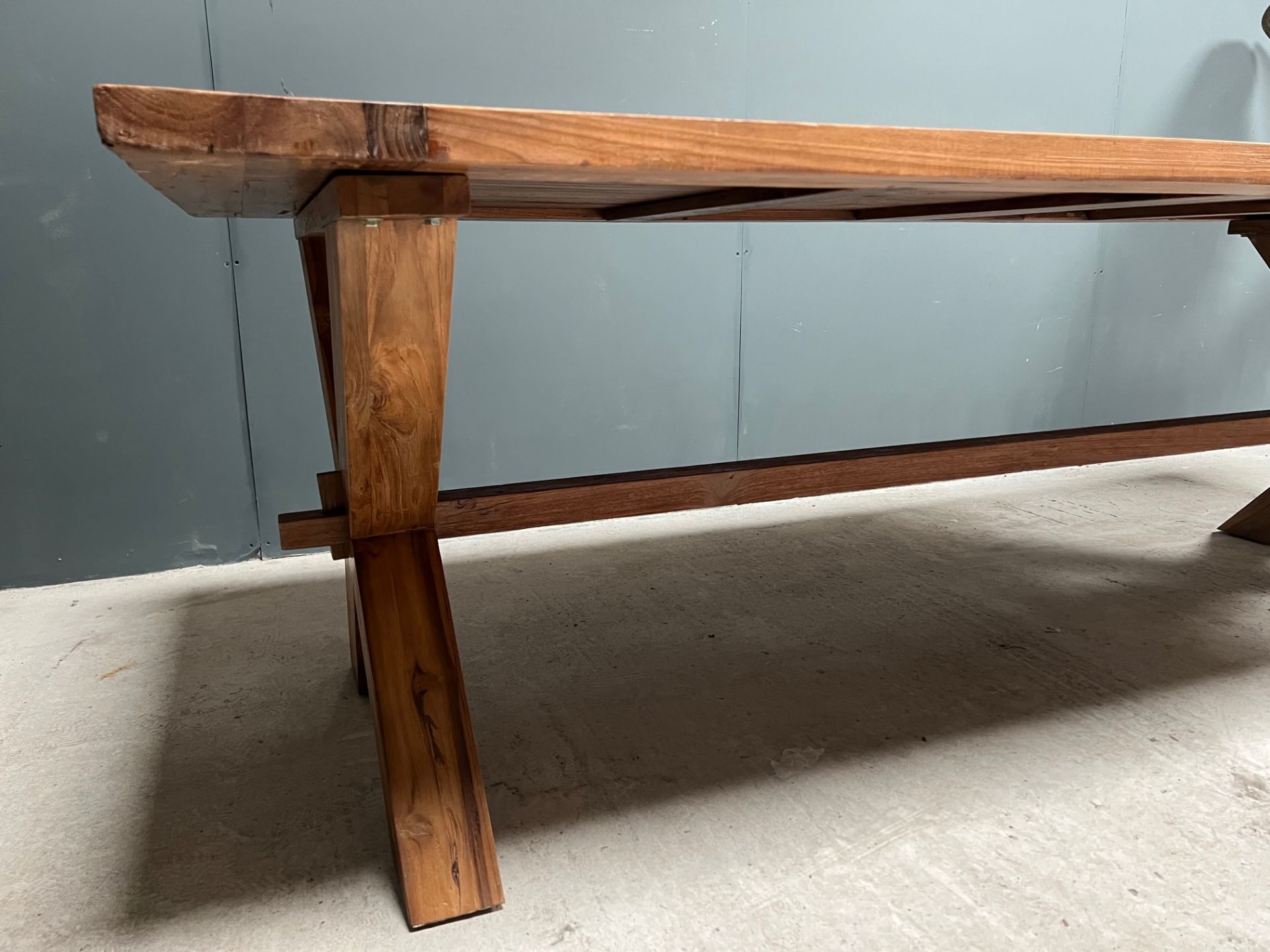 NEW PACKAGED HUGE 240CM RECYCLED TEAK DINING TABLE (APPROX 240CM LONG X 76CM TALL X 100CM WIDE) - Image 6 of 13