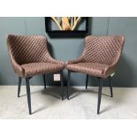 PAIR OF BRAND NEW BOXED CLASSIC PU LEATHER DINING CHAIRS IN BROWN