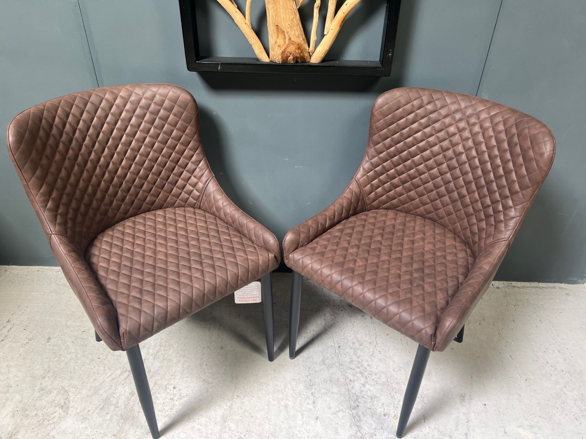 PAIR OF BRAND NEW BOXED CLASSIC PU LEATHER DINING CHAIRS IN BROWN - Image 2 of 7