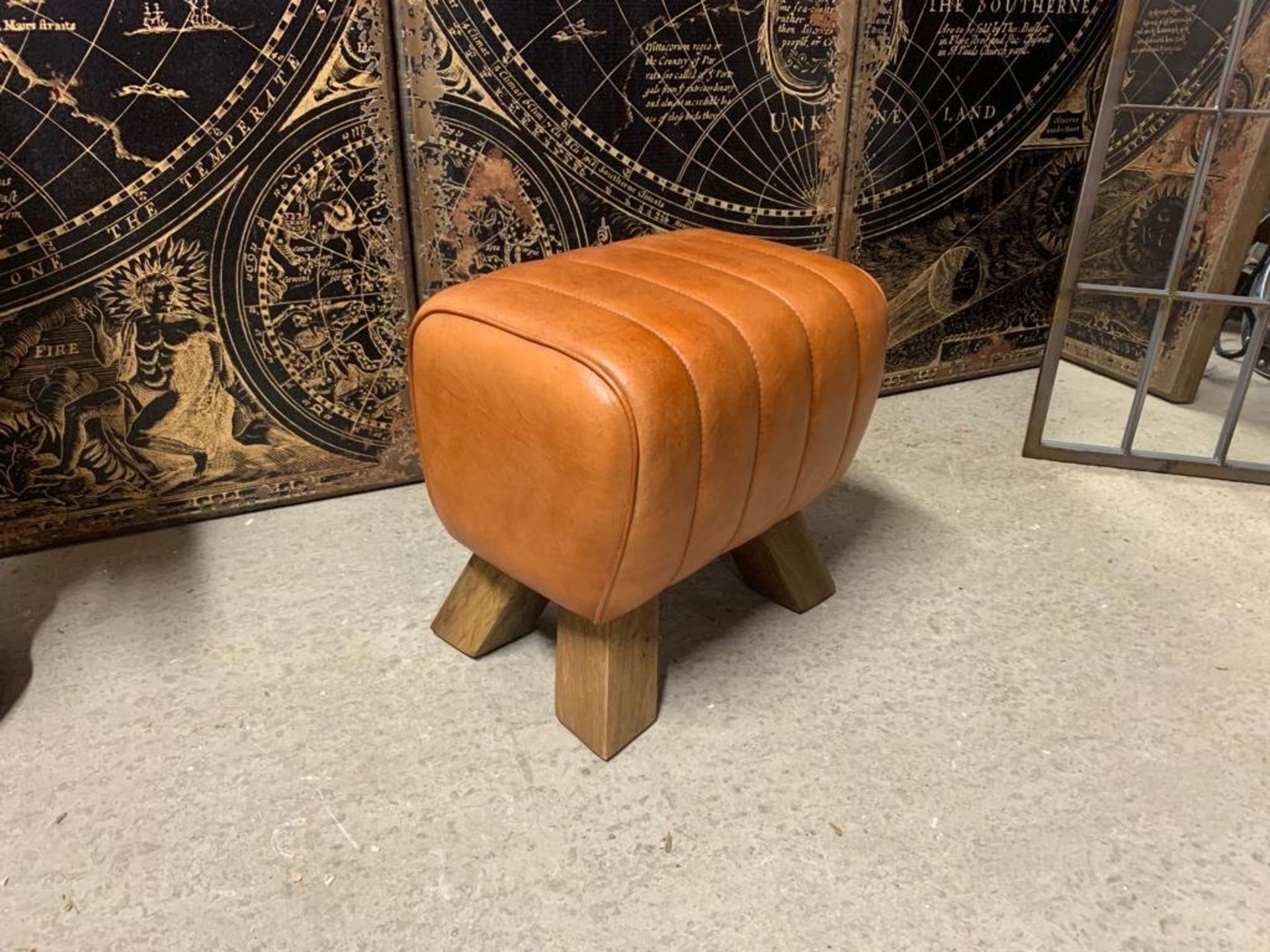 BOXED NEW TAN LEATHER SMALL POMMEL HORSE