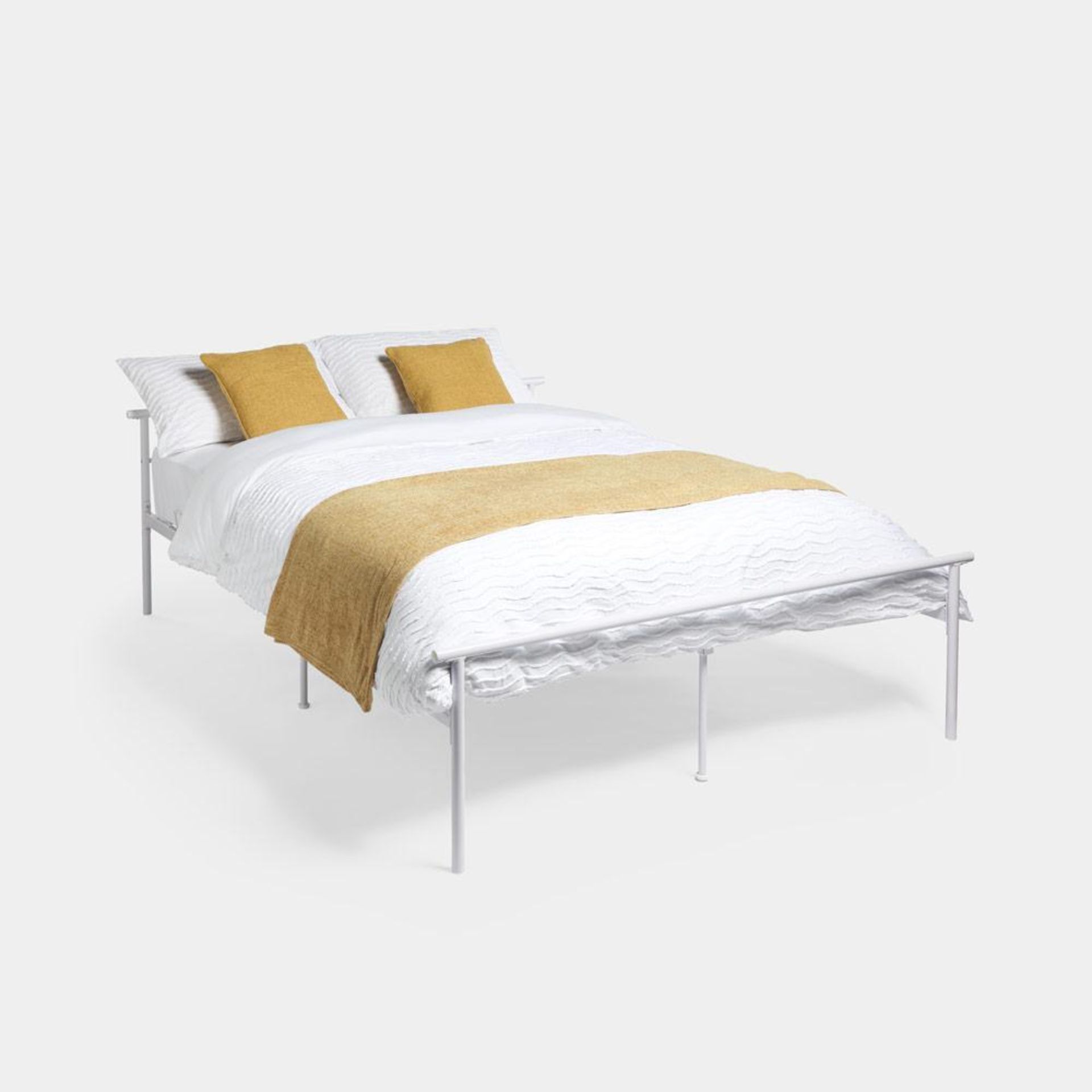 White King Size Metal Bed Frame - P4. Silver Compact King Metal BedWe spend a third of our lives