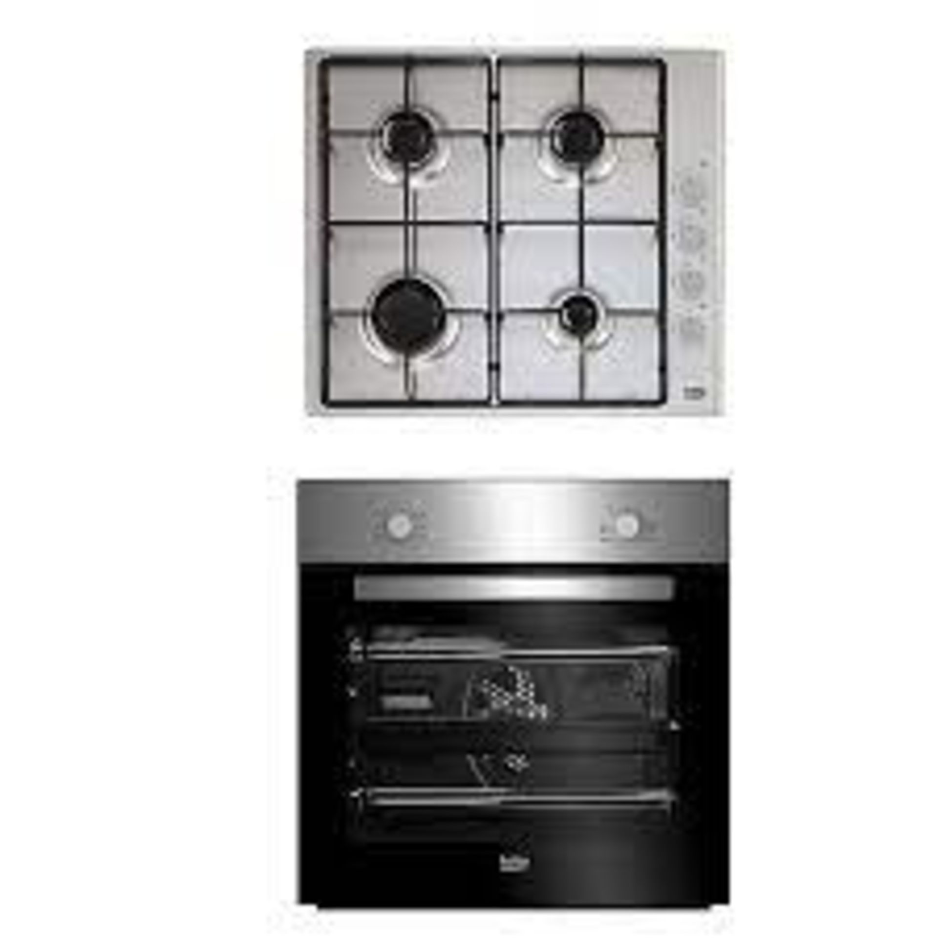 Beko QSE223SX Stainless steel Built-in Single Multifunction Oven & gas hob pack. - SR4. This A rated