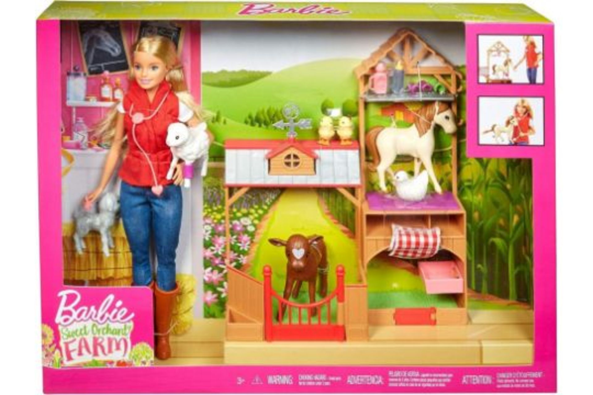 TRADE LOT 5 X BARBIE SWEET ORCHARD FARM PLAYSET WITH BARN AND 10 FARM ANIMALS RRP £149