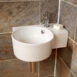 Strava Cloakroom Left Hand Wall Mounted Basin with Tap. RRP £229.00. The Strava Wall Hung Basin is