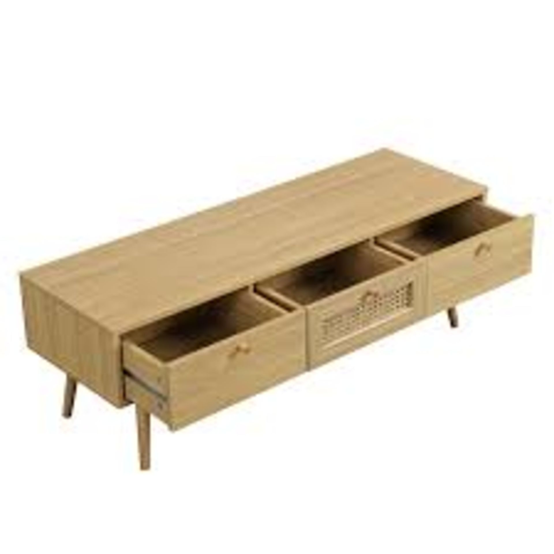 Anya Woven Rattan 3-Drawer TV Unit in Natural. - SR6. - Image 2 of 2