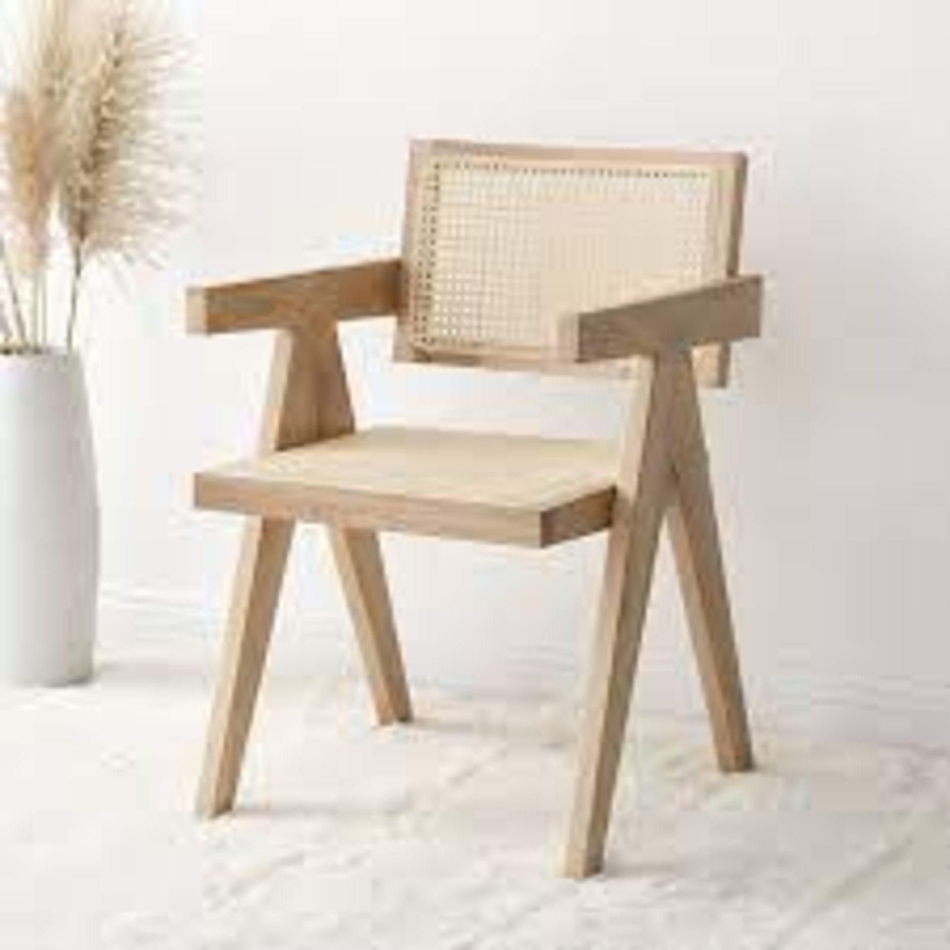 Jeanne Natural Colour Cane Rattan Solid Beech Wood Dining Chair. - SR6. The cane rattan in the chair