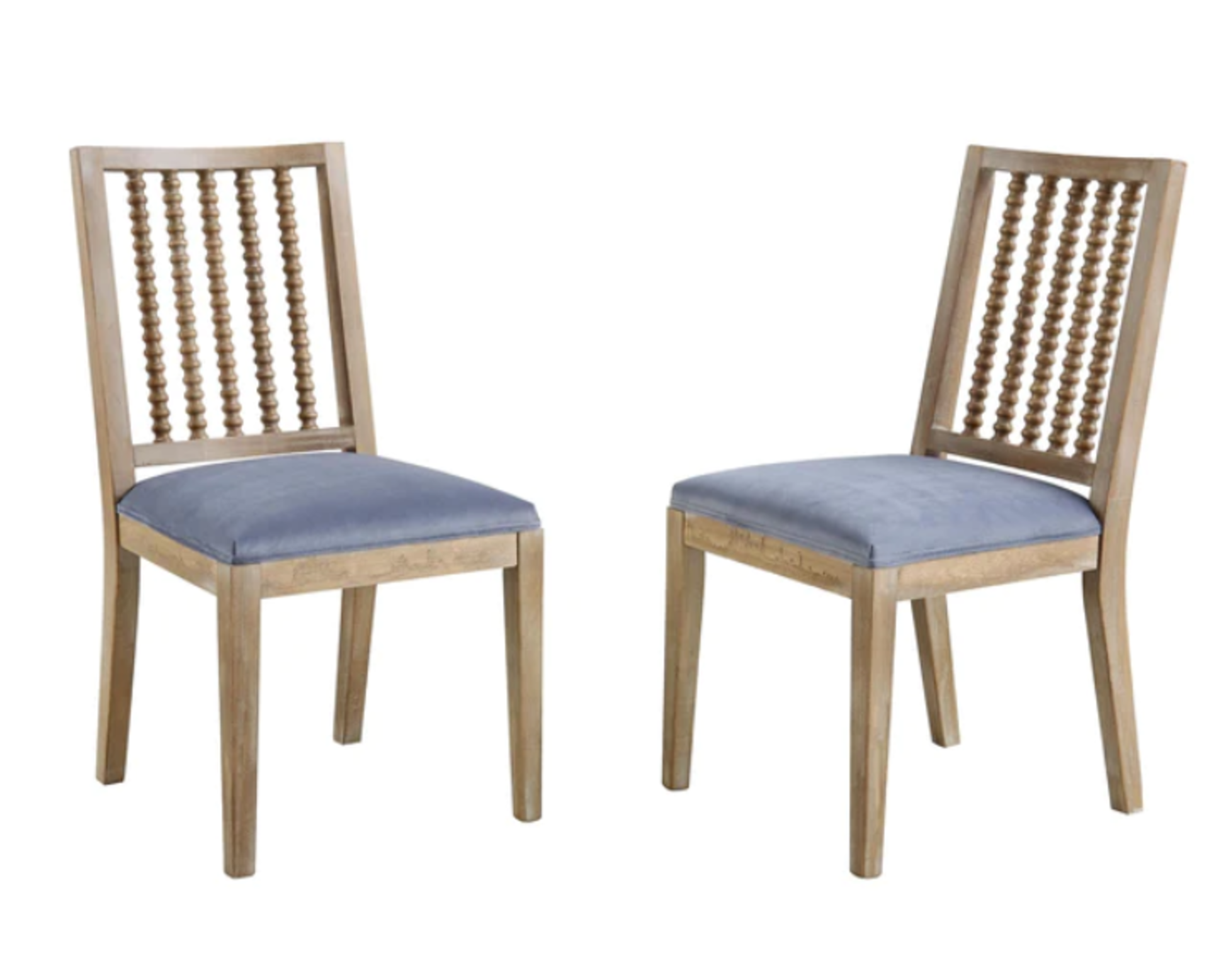 Hemingford Set of 2 Blue Grey Velvet Bobbin Spindle Dining Chair. - SR5. RRP £319.99. Inspired by