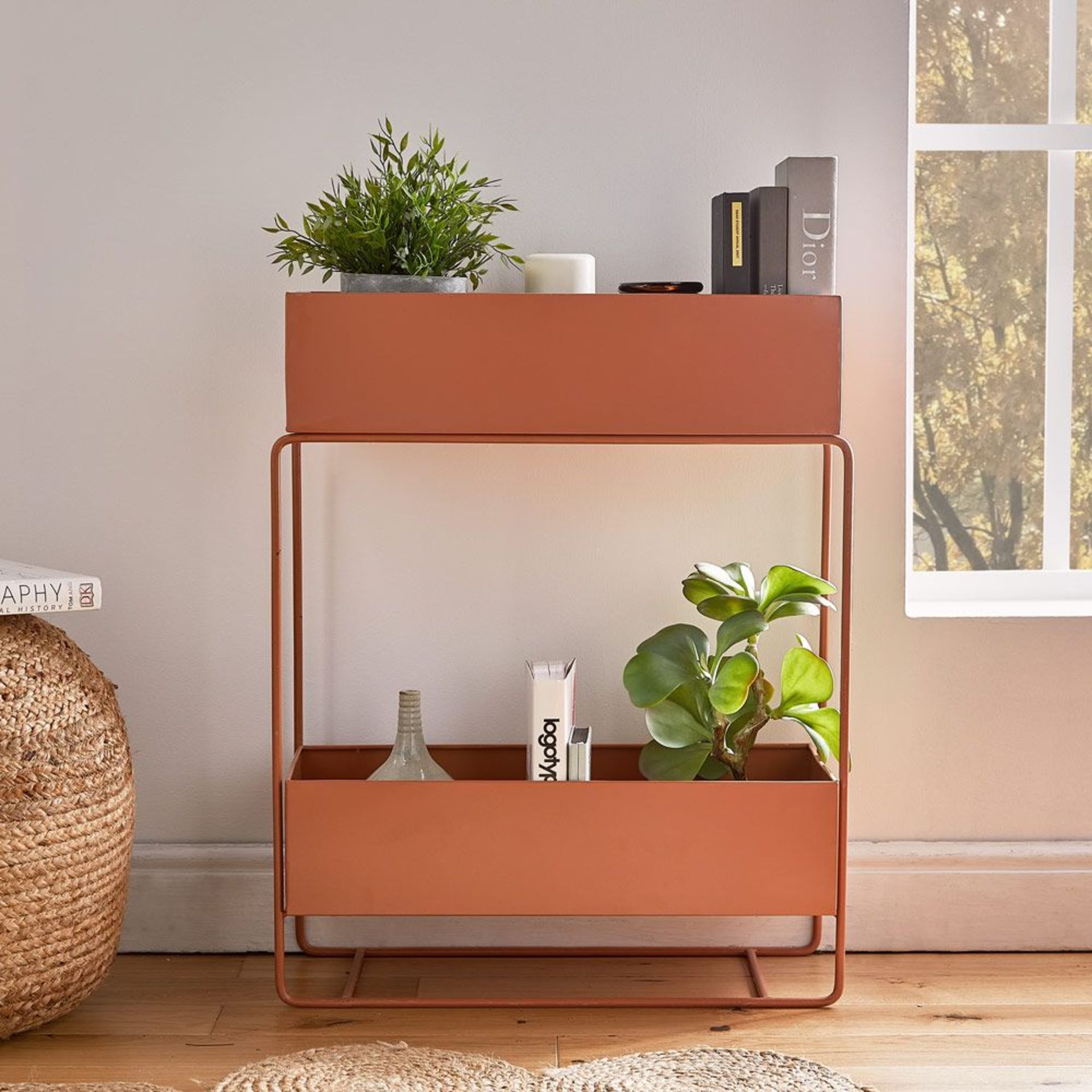 Burnt Orange Double Plant Stand. - S2. Refresh your home or garden space with our subtly coloured