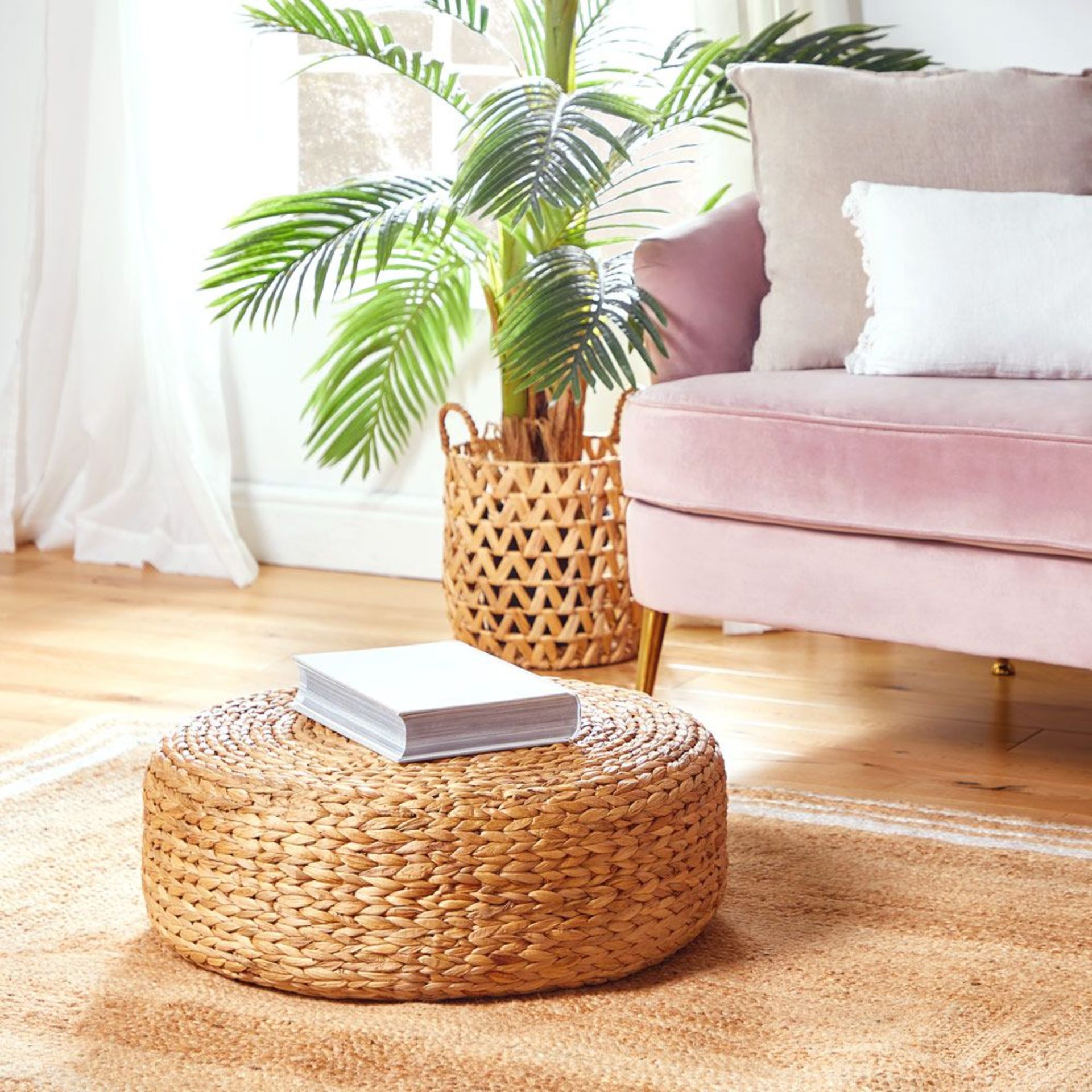 Water Hyacinth Stool. - S2. Refresh your home with our Water Hyacinth Stool, finished in a natural