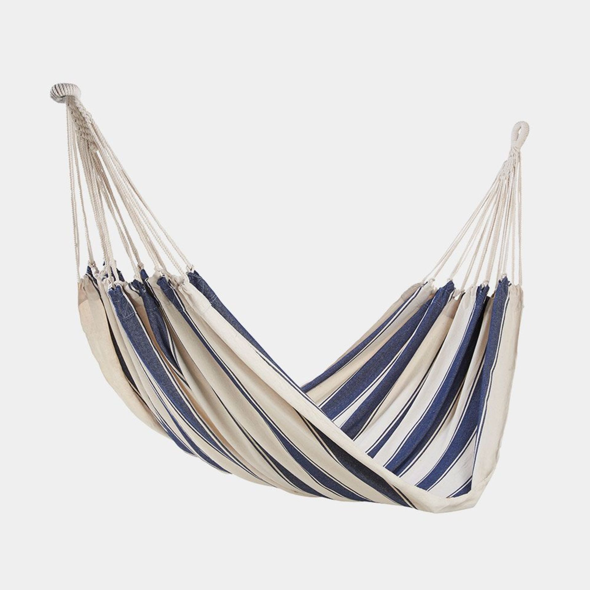 2 Person Striped Cotton Hammock. - S2. The ultimate in outdoor relaxation, read, catch some rays