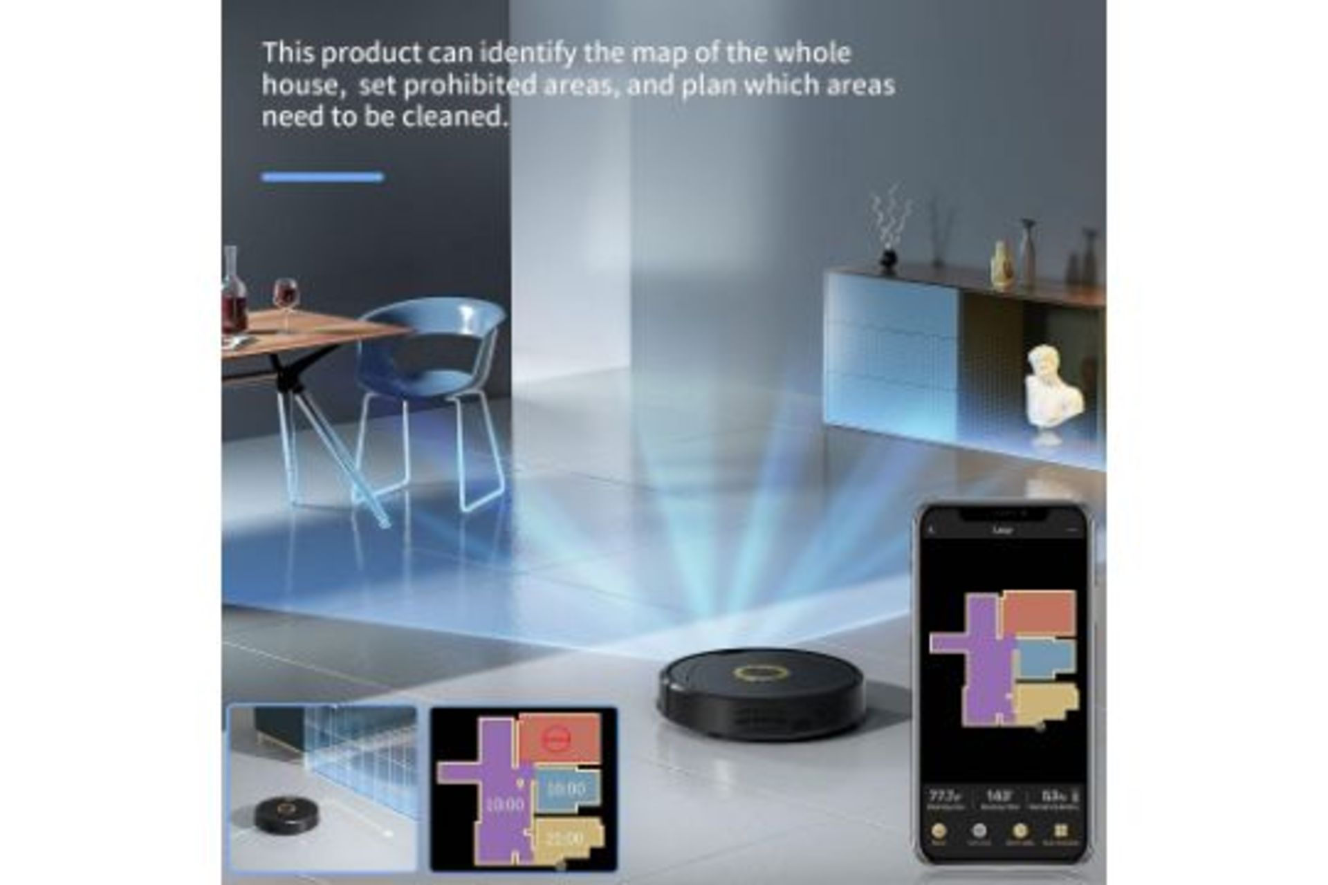 New & Boxed Robot Vacuum Cleaner Lucy with 3D-SLAM Navigation. RRP £369.99. 4000Pa Suction, No- - Image 5 of 7
