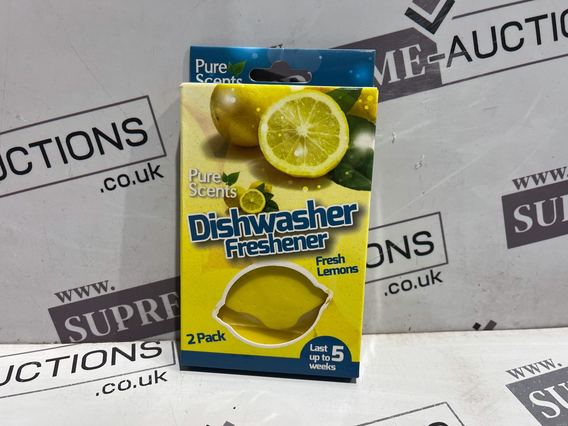 42 X NEW PACKS OF 2 PURE SCENTS DISH WASHER FRESHNERS. FRESH LEMONS. LAST UP TO 5 WEEKS. (ROW12)