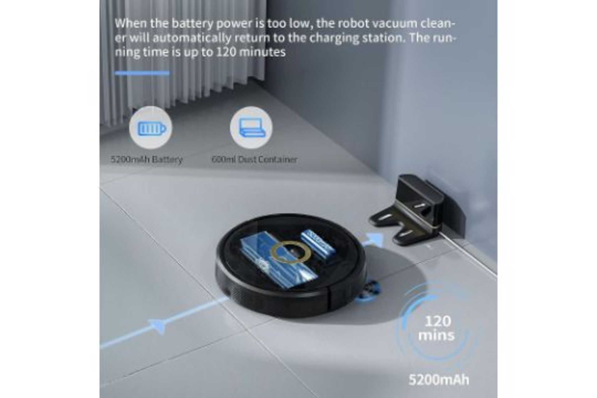 New & Boxed Robot Vacuum Cleaner Lucy with 3D-SLAM Navigation. RRP £369.99. 4000Pa Suction, No- - Image 2 of 2